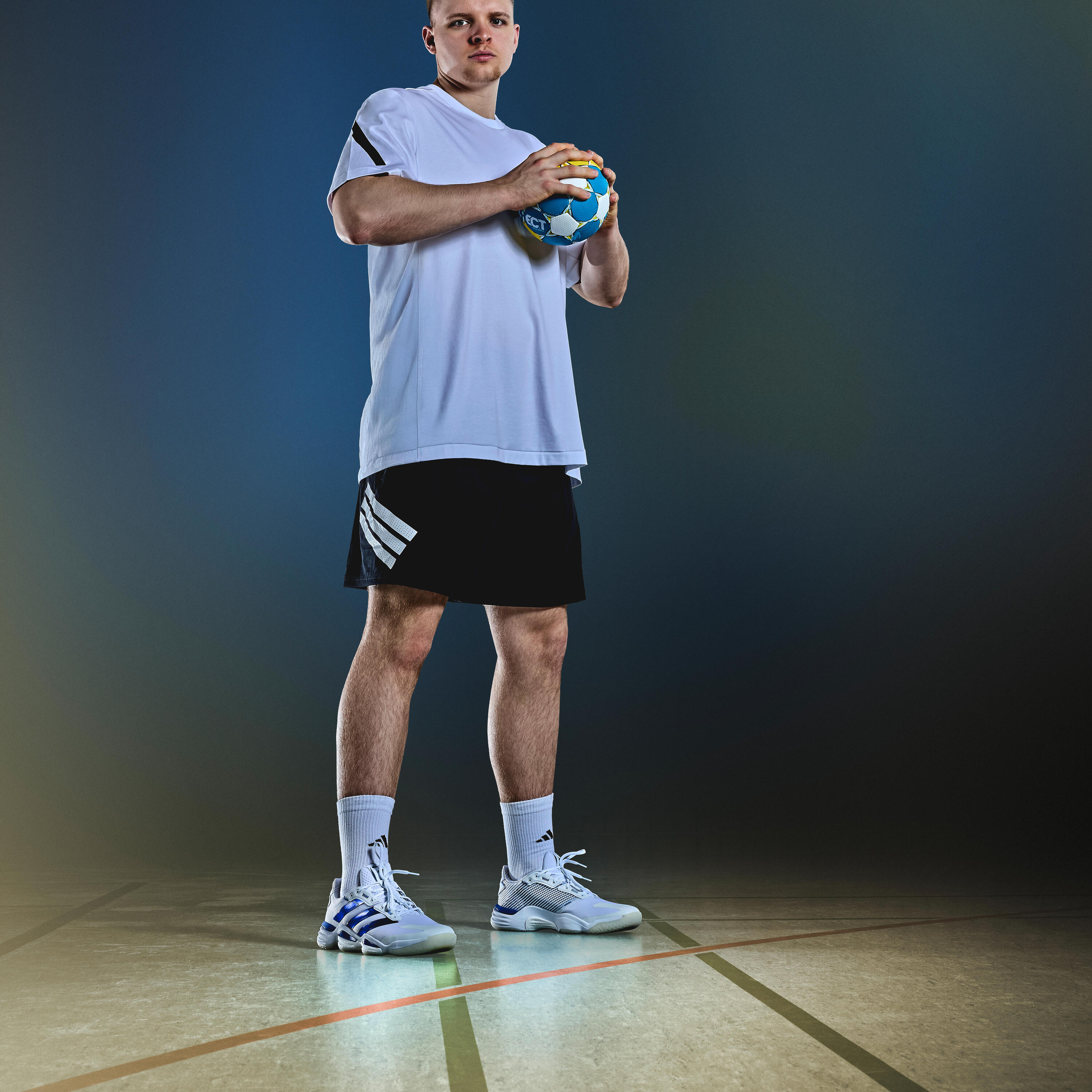 Handbalschoenen voor volwassenen Stabil 16 wit blauw 12/14