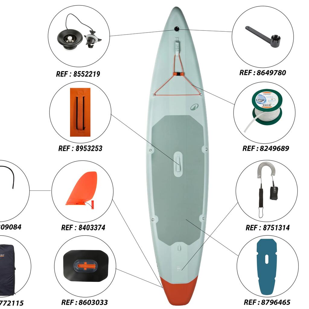 SUP daska za veslanje na naduvavanje 12’6 (do 140 kg) - 500 zelena
