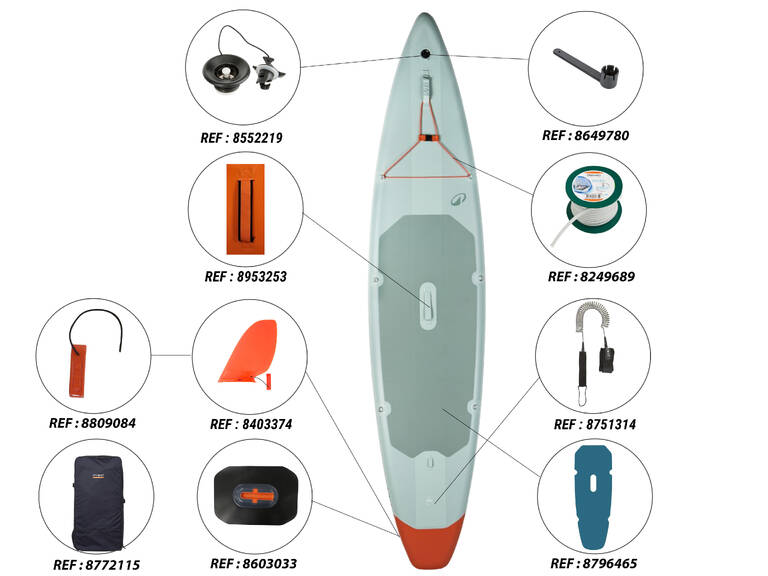 Inflatable Stand up paddle board exploration 12’6 (up to 140 kg) - 500 Green