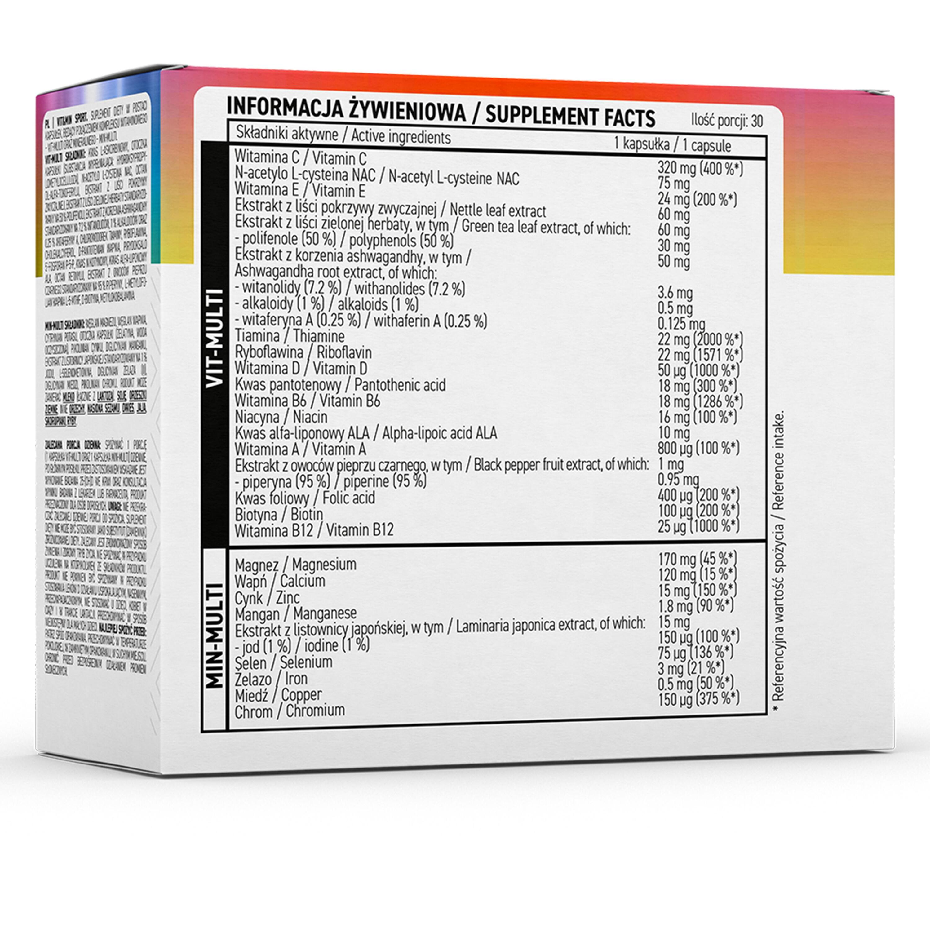 Kompleks witamin OstroVit VITA&MINERALS Sport 60 kapsułek 2/2