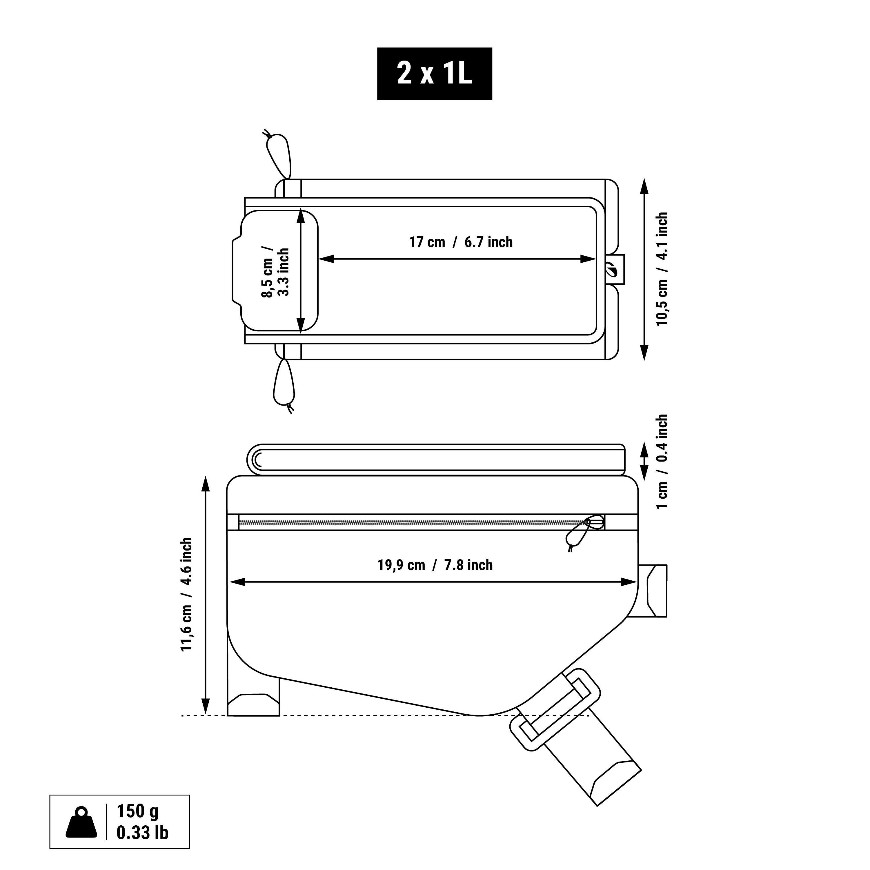 Sacoche de cadre de vélo pour téléphone intelligent 2 x 1 L, ACTV 100 - RIVERSIDE