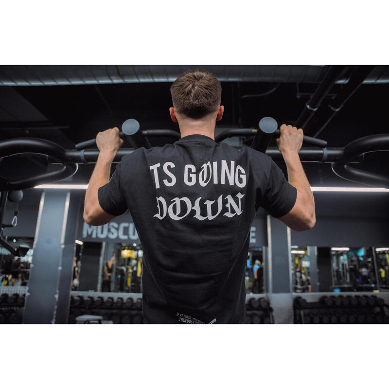 Tricou croială largă Fitness Negru Bărbați