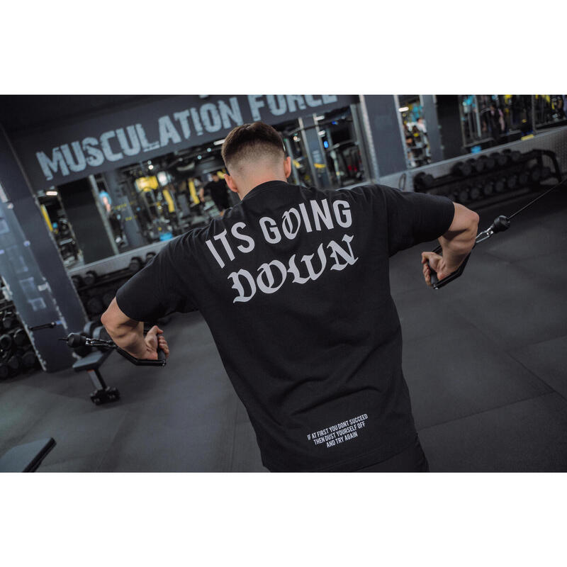 Tricou croială largă Fitness Negru Bărbați