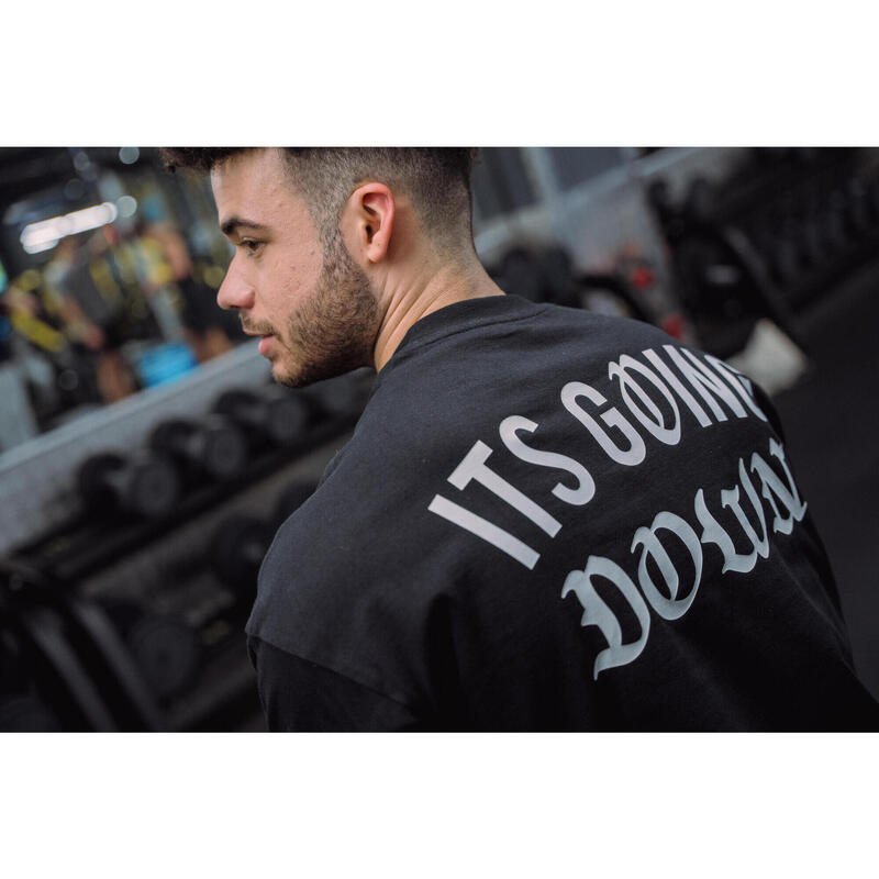 Tricou croială largă Fitness Negru Bărbați