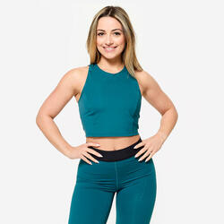 Débardeur de fitness crop-top moulant femme, violet