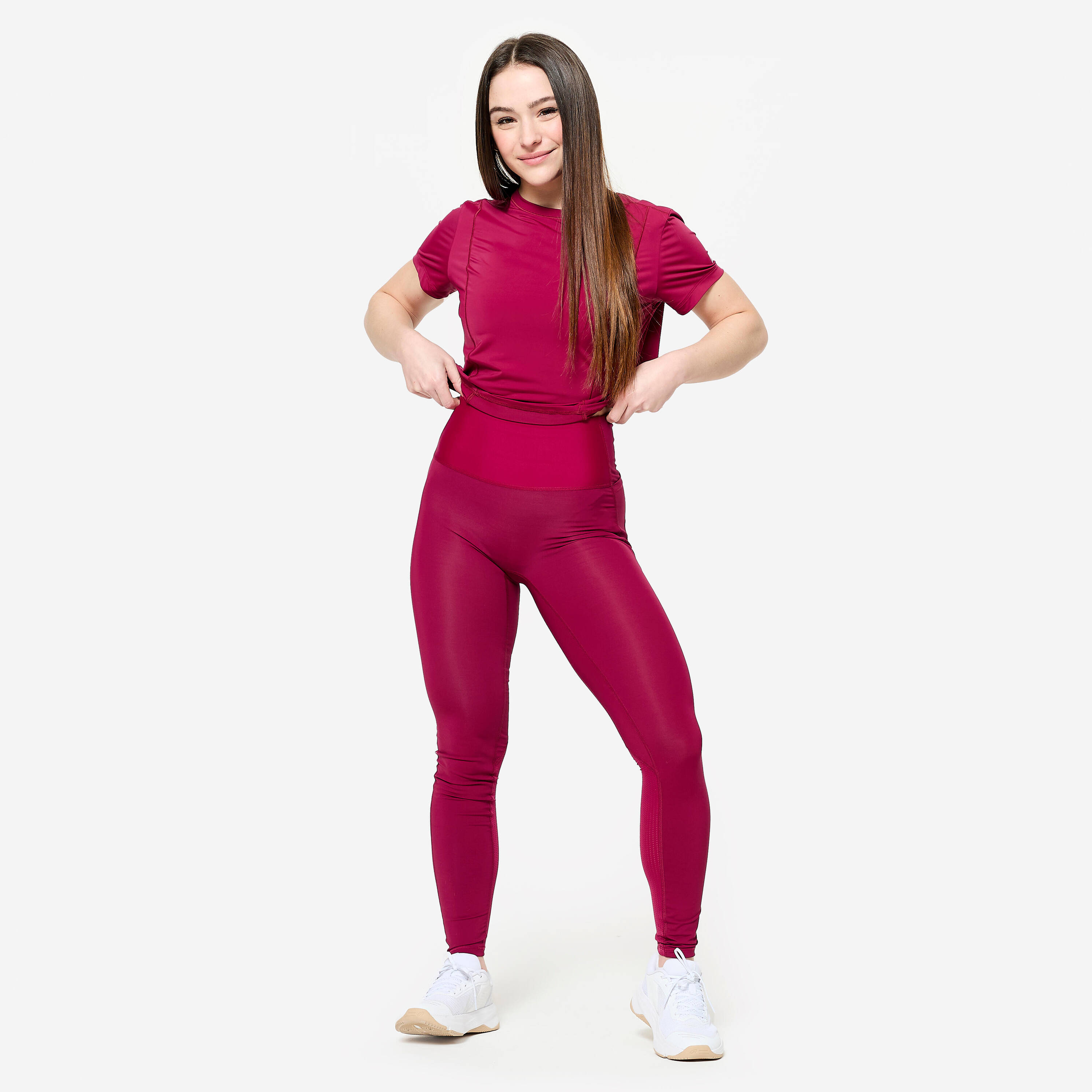 Women's High-Waisted Cardio Fitness Leggings - Red -  2
