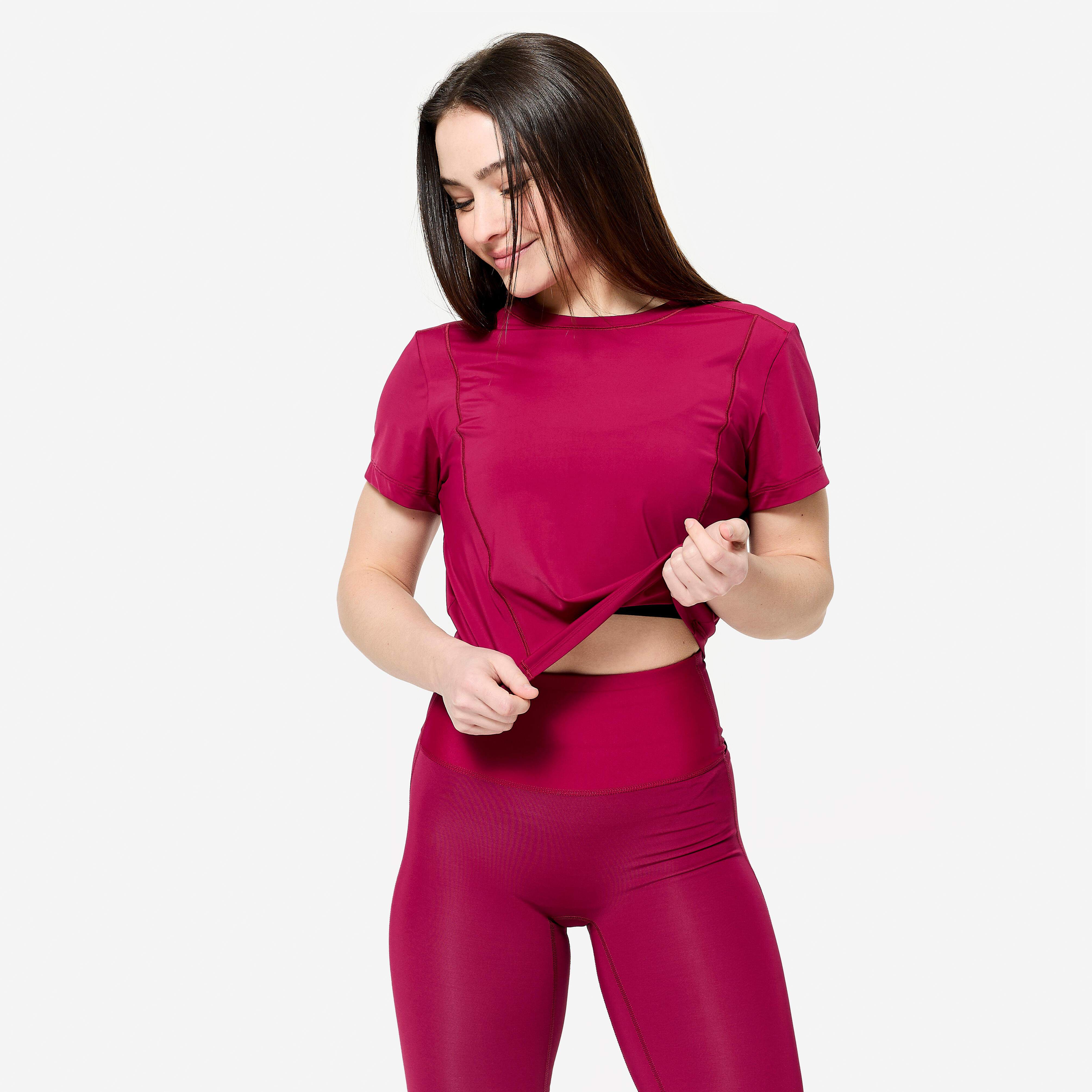 Women's Breathable Stretch Fitness T-Shirt - Pink-image-17