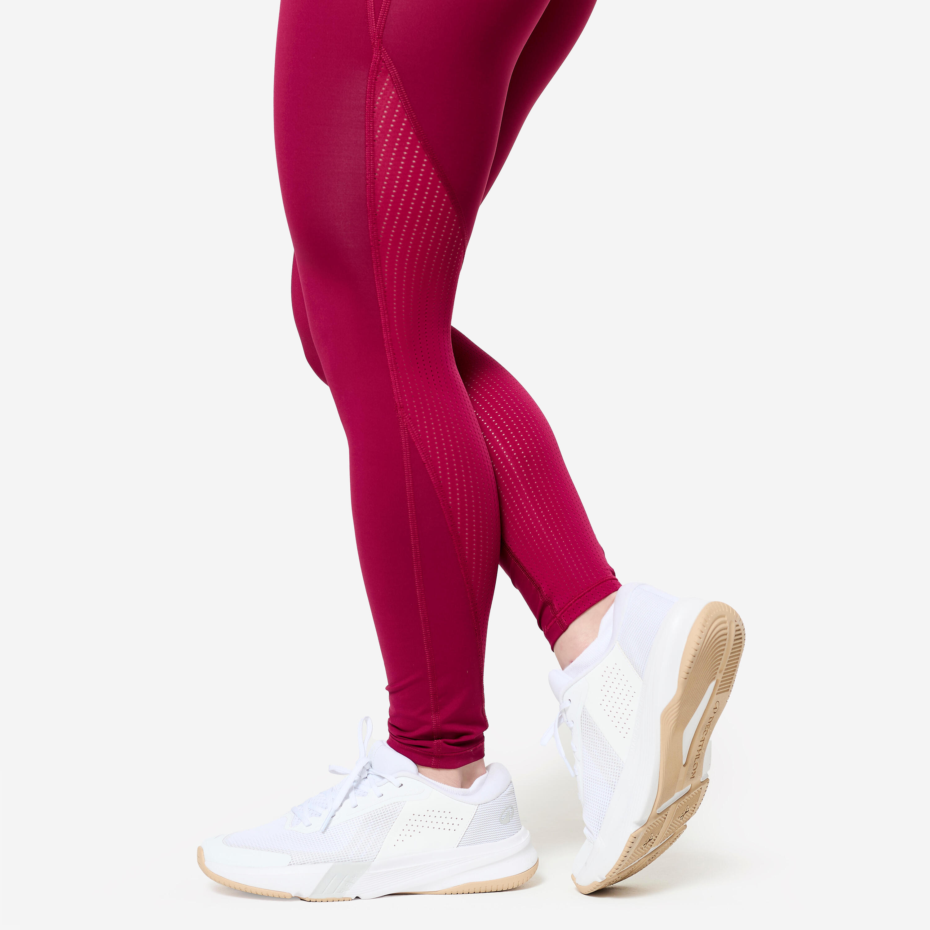 Leggings Fitness Mujer Rojo Talle Alto DOMYOS Decathlon