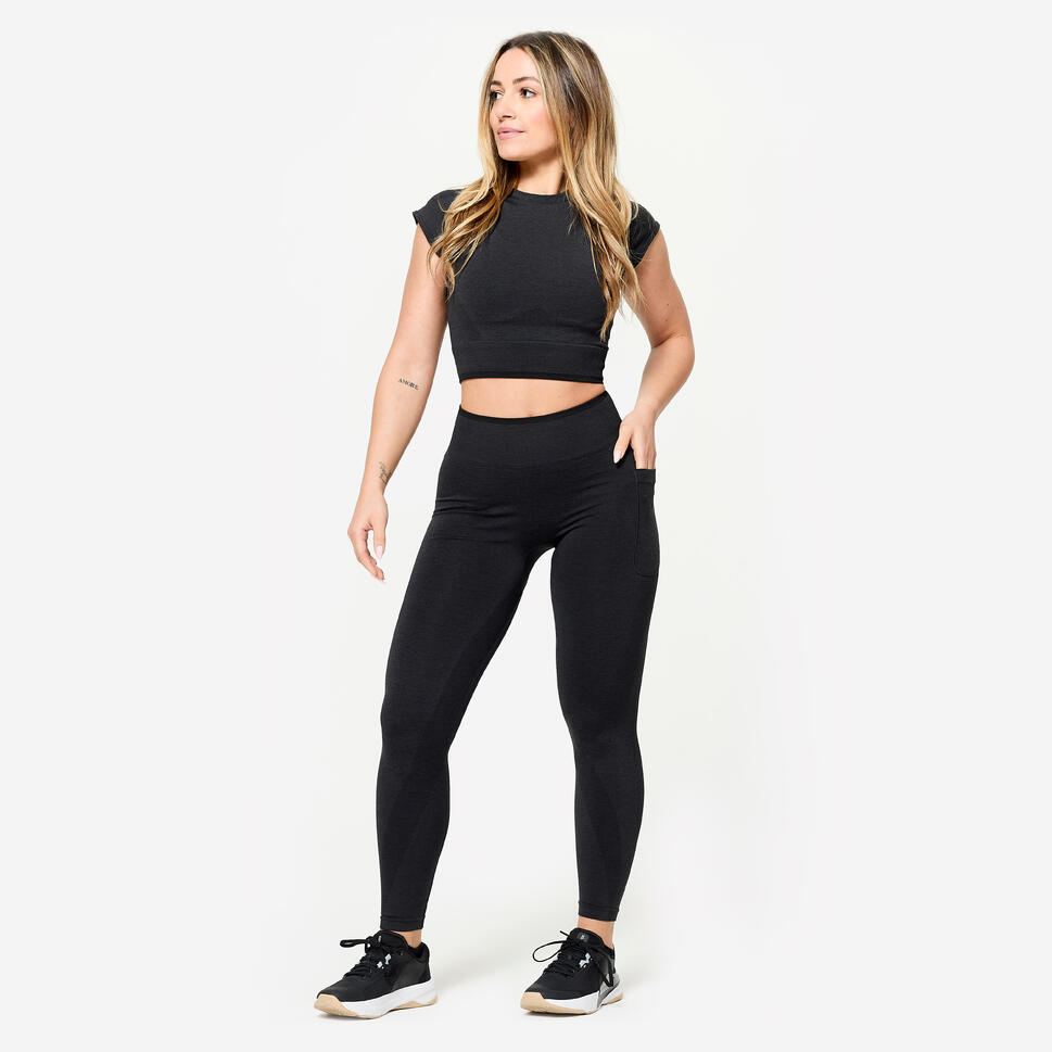 Legginsy do treningu siłowego damskie Domyos seamless