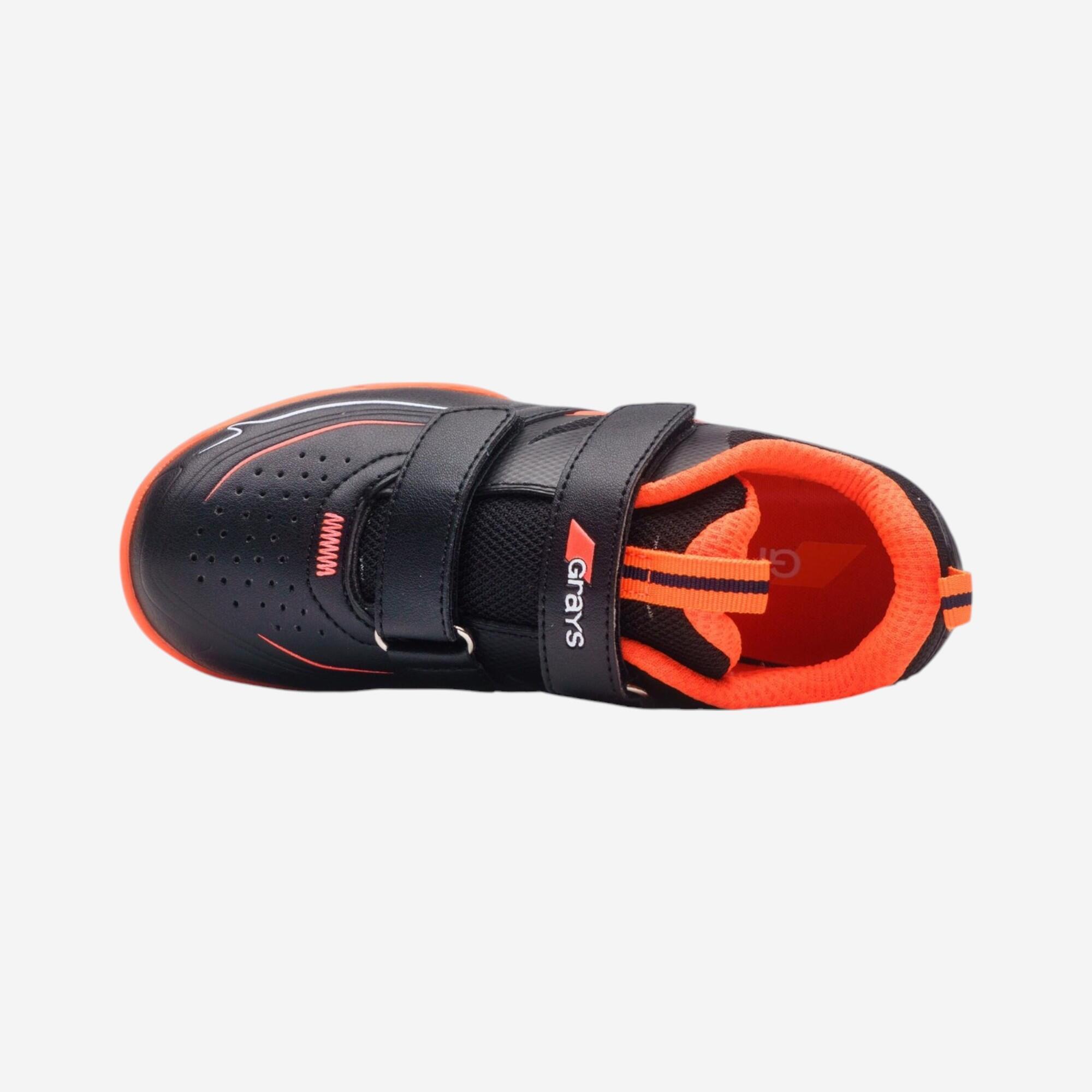 Scarpe hockey su prato bambino Grays STEALTH 1.0 con strap nero-arancione 3/4