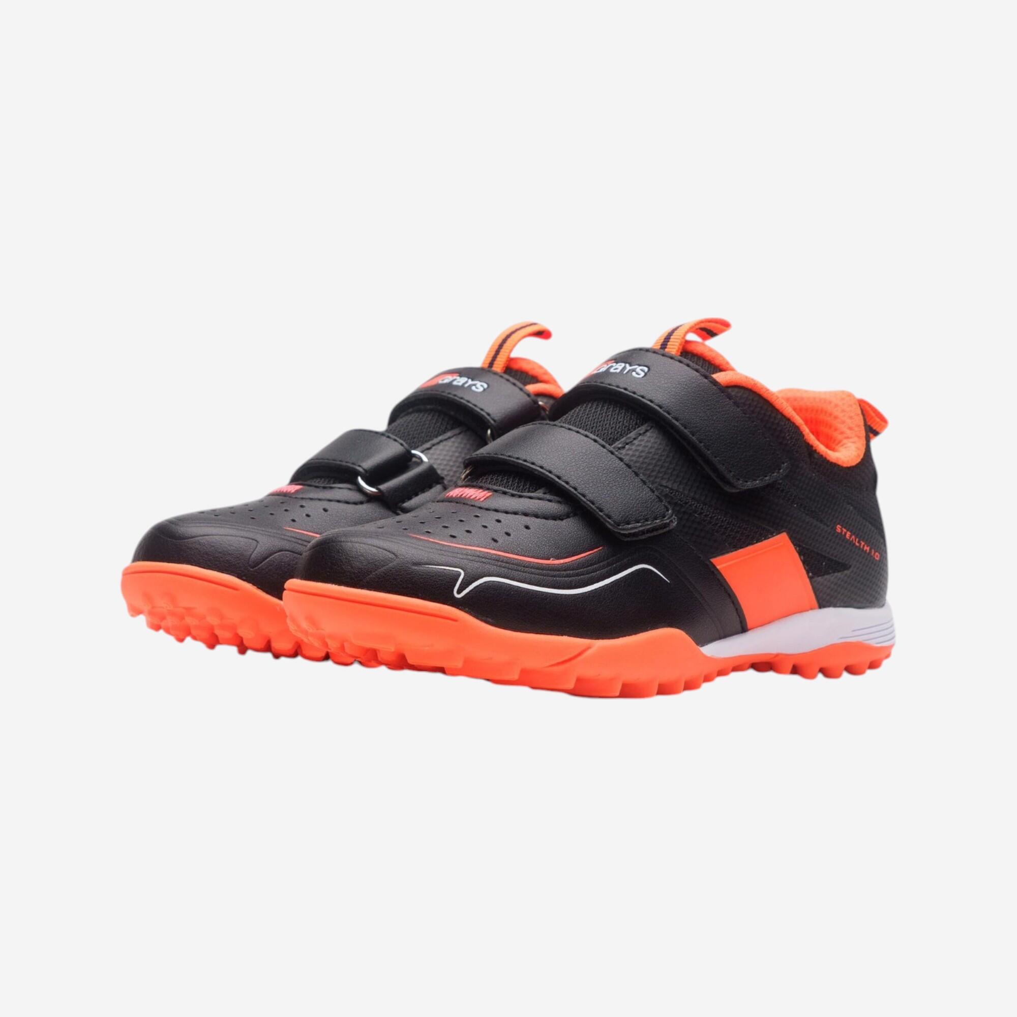 Scarpe hockey su prato bambino Grays STEALTH 1.0 con strap nero-arancione 2/4