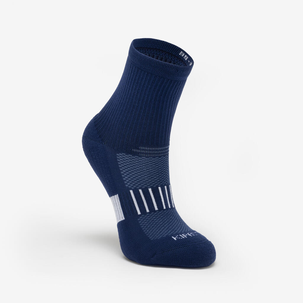 Lotx2 de chaussettes running confort enfant - kiprun 500 mid bleues marine