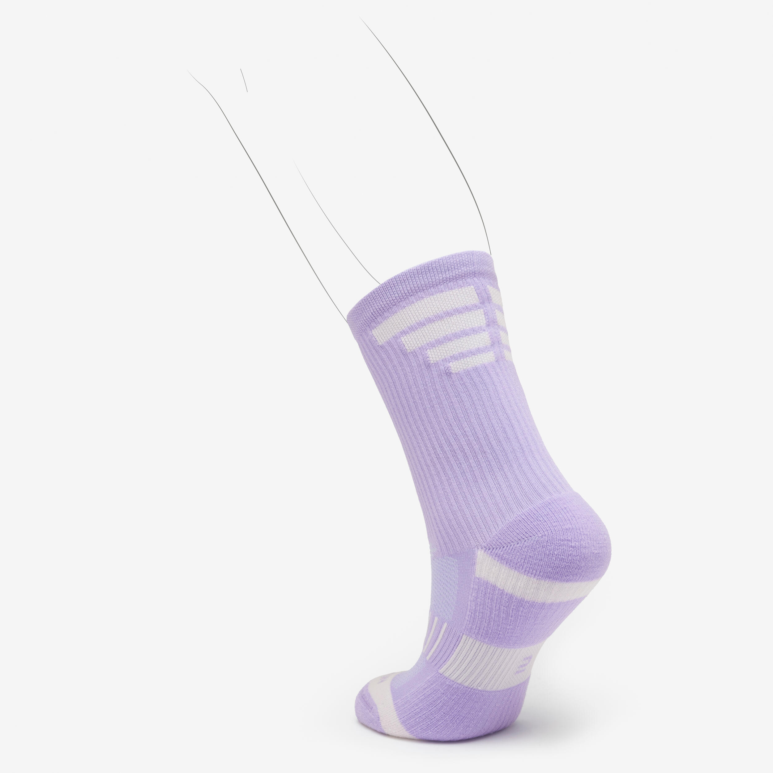 Kids' Running Socks Comfort Lotx2-Kiprun 500 Mid Mauve and Lilac Stripes 2/11