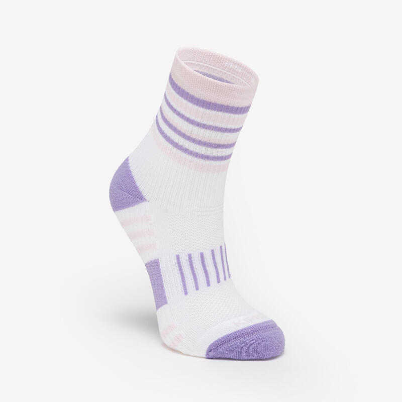 Lotx2 de chaussettes running confort enfant - kiprun 500 mid mauve et rayé lilas