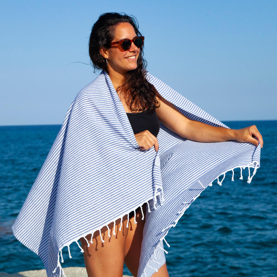 Ręcznik plażowy FOUTA 2600F STRIPES NAVY 90X170cm