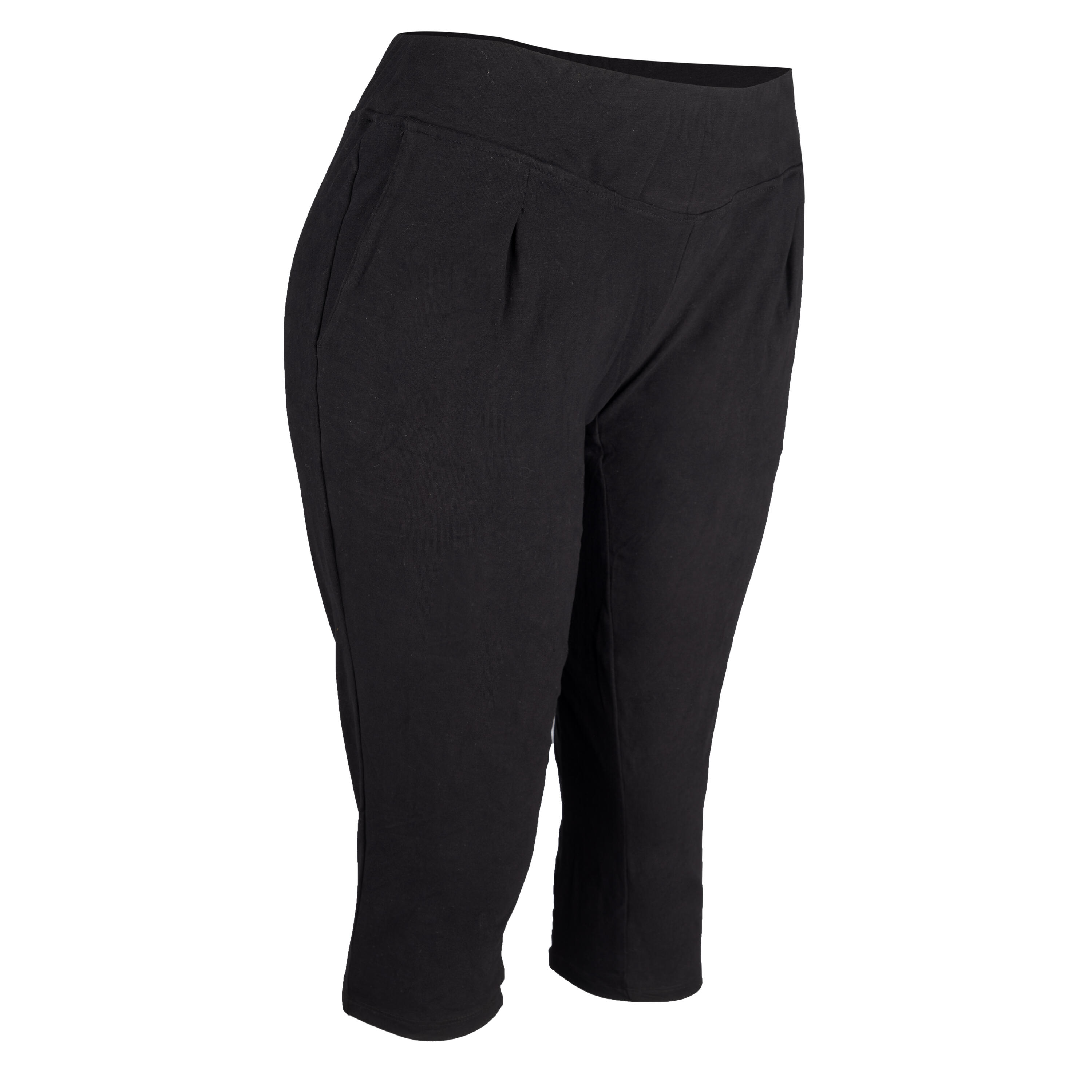 Leggings corti 3/4 donna palestra cotone neri 4/5