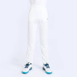 Kids Cricket Trackpants Comfortable & Stretchable CTS100 - White