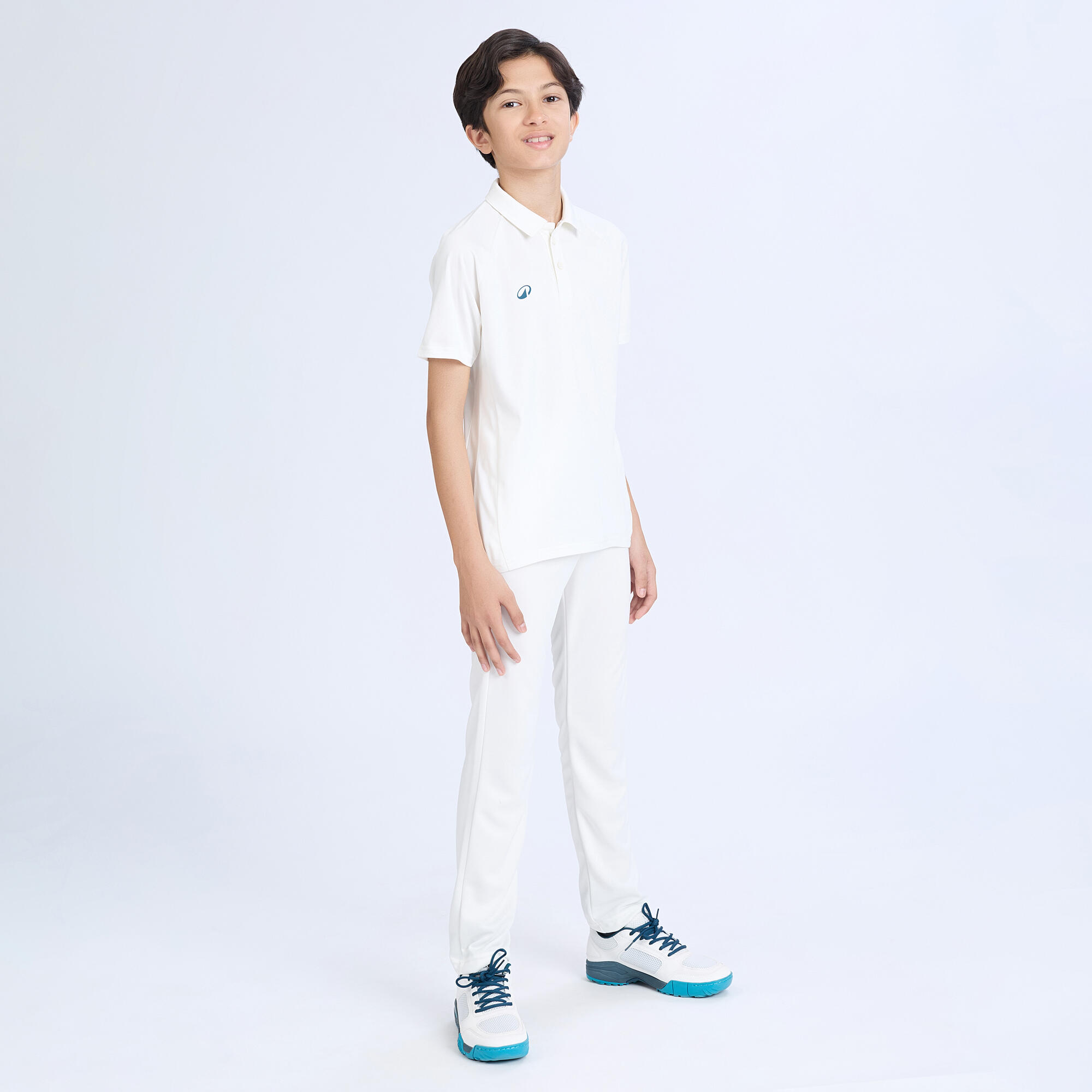 Kids Cricket Short Sleeved Polo Tshirt Soft CP100 - White
