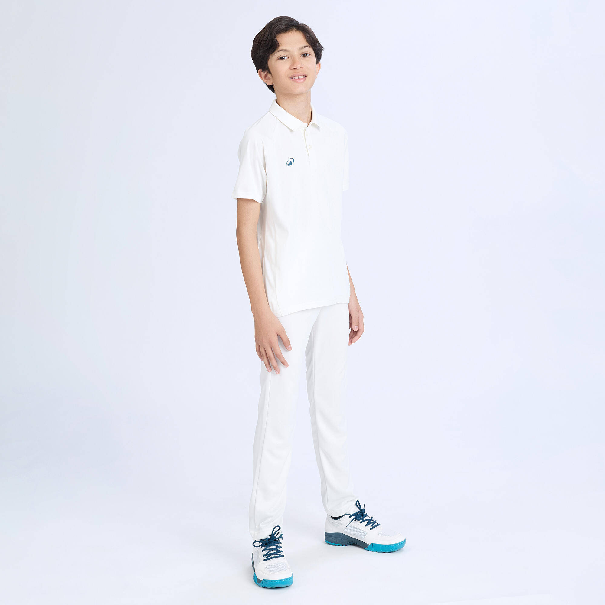 Kids Cricket Short Sleeved Polo Tshirt Soft CP100 - White -  4