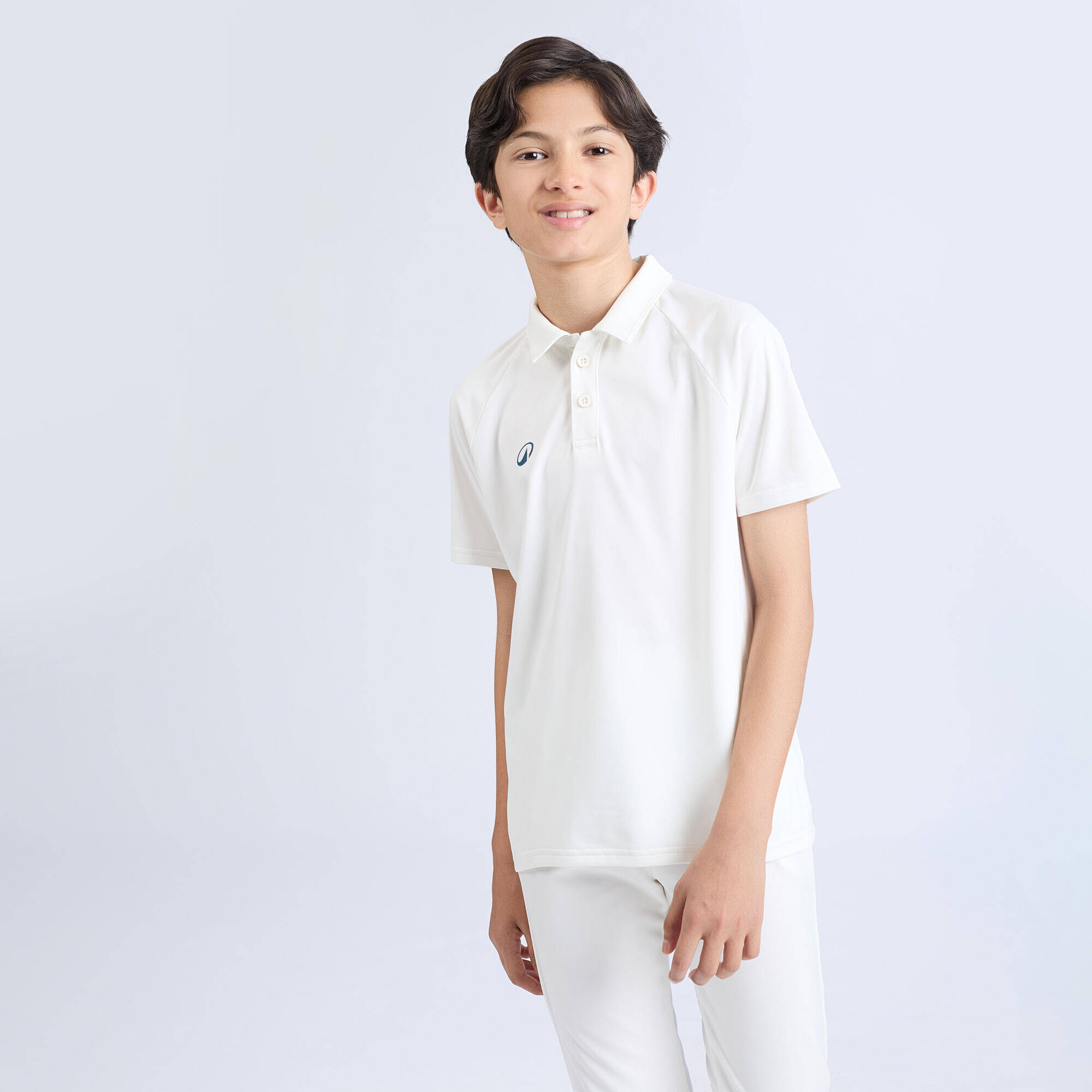 Kids Cricket Short Sleeved Polo Tshirt Soft CP100 - White -  1