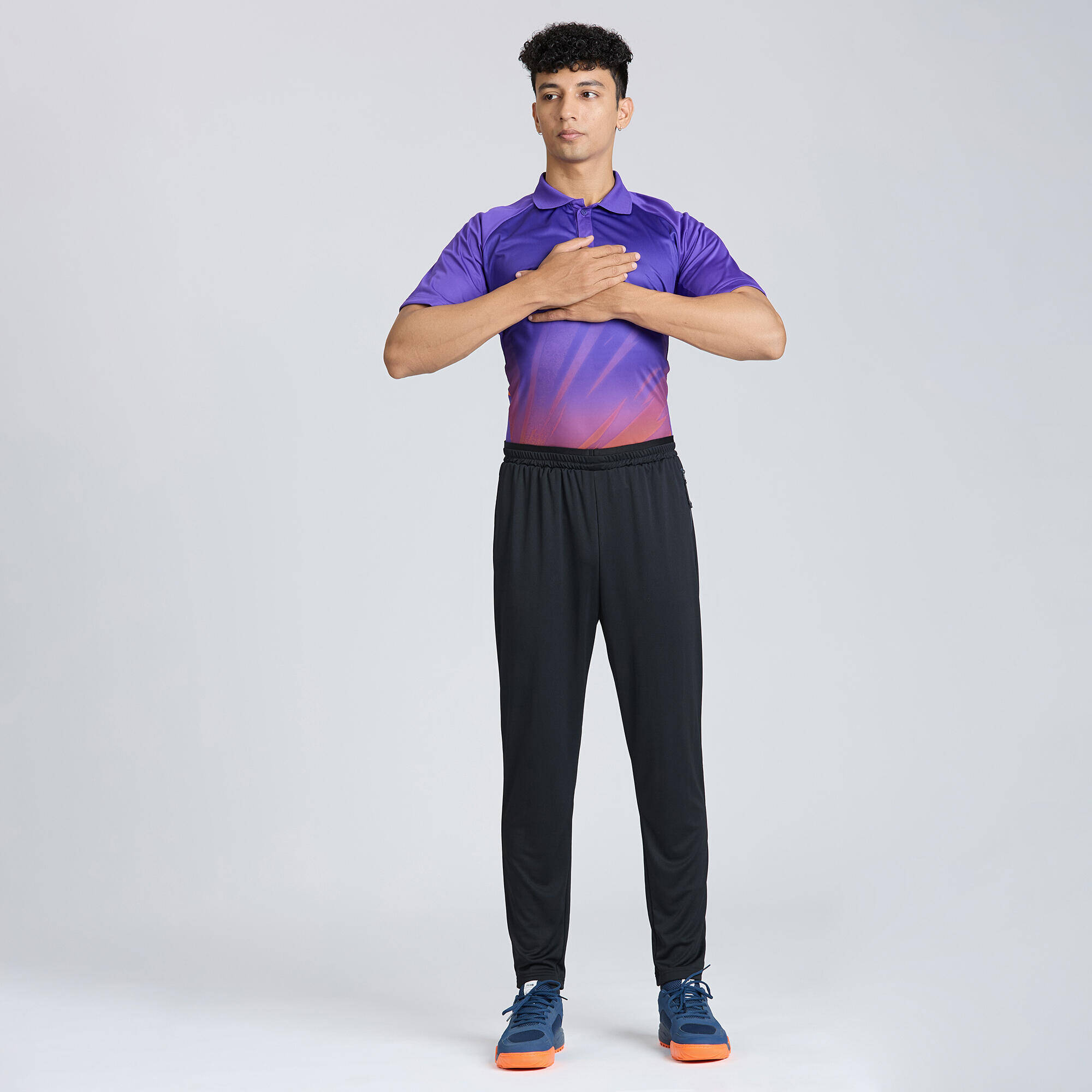 Men Cricket Trackpants Tapered Fit & Stretchable TP500 - Black -  2