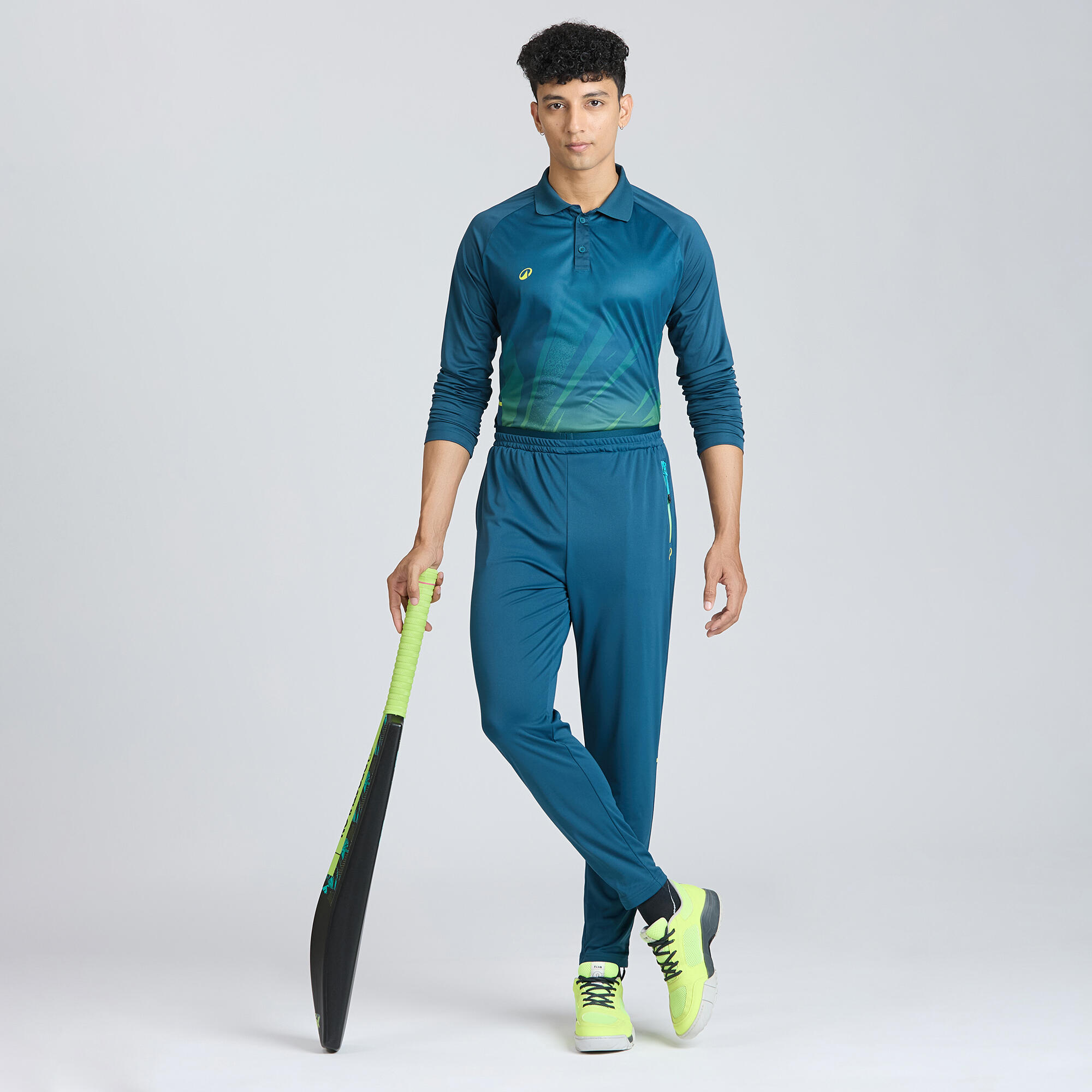 Men Cricket Trousers Tapered Fit & Stretchable TP500 - Turquoise