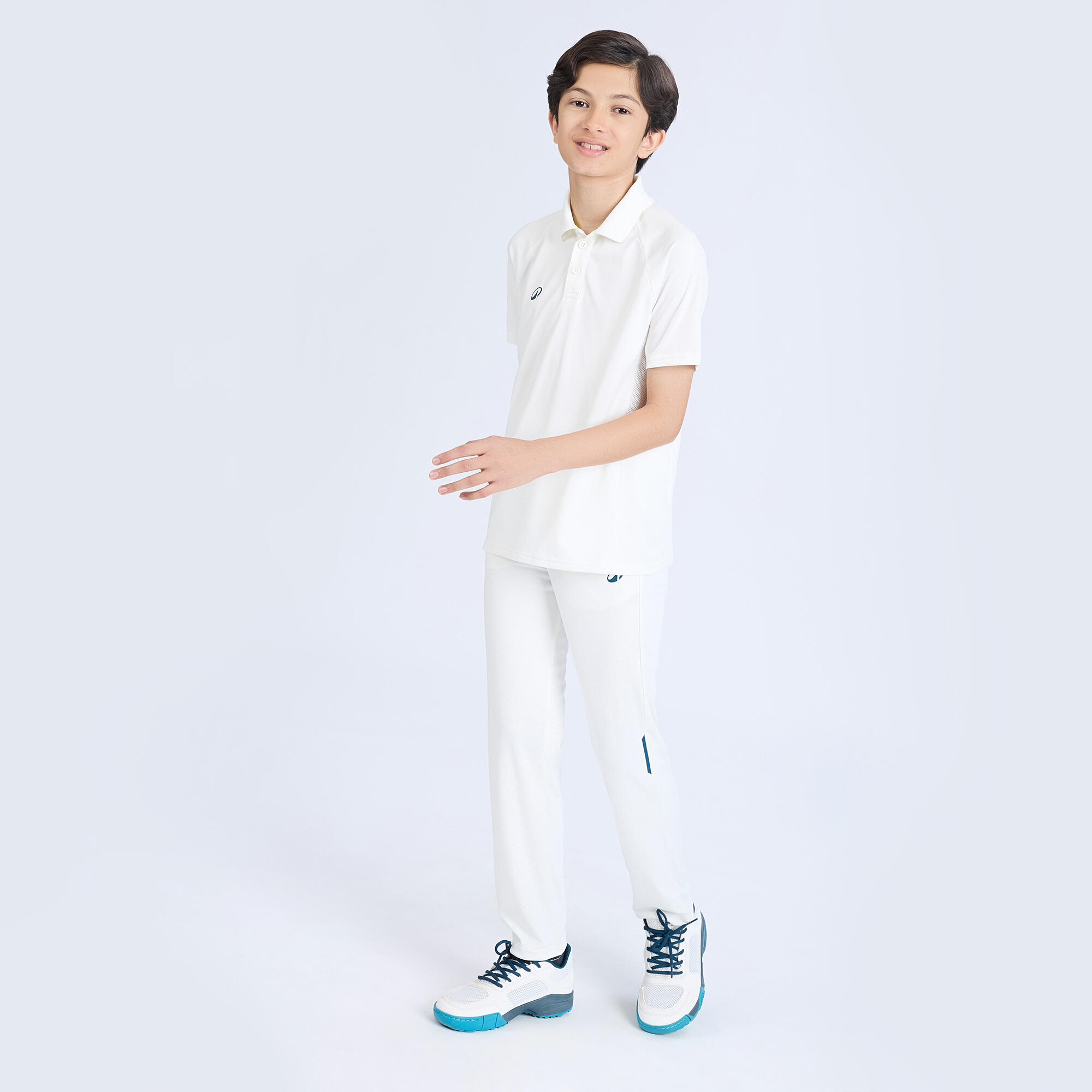 Kids Cricket Short Sleeved Polo Tshirt CP500 - White
