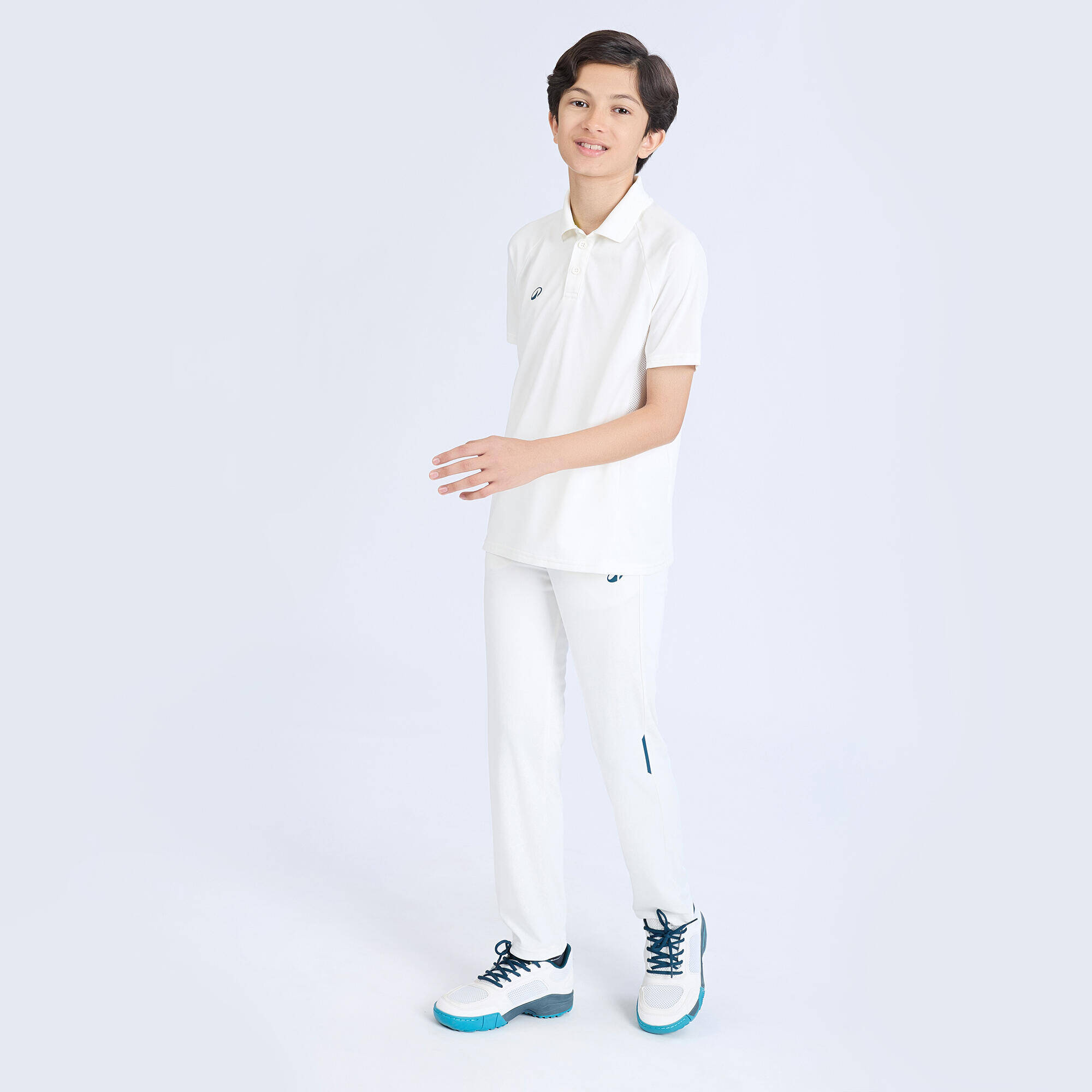 Kids Cricket Short Sleeved Polo Tshirt CP500 - White -  3
