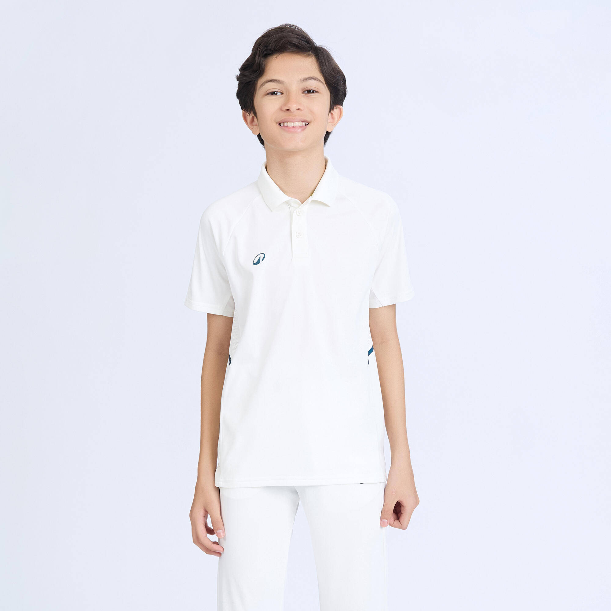 Kids Cricket Short Sleeved Polo Tshirt CP500 - White -  1