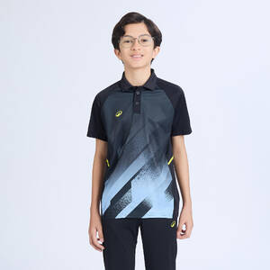 Kids' Cricket Polo CP 500 JR Black Short Sleeve