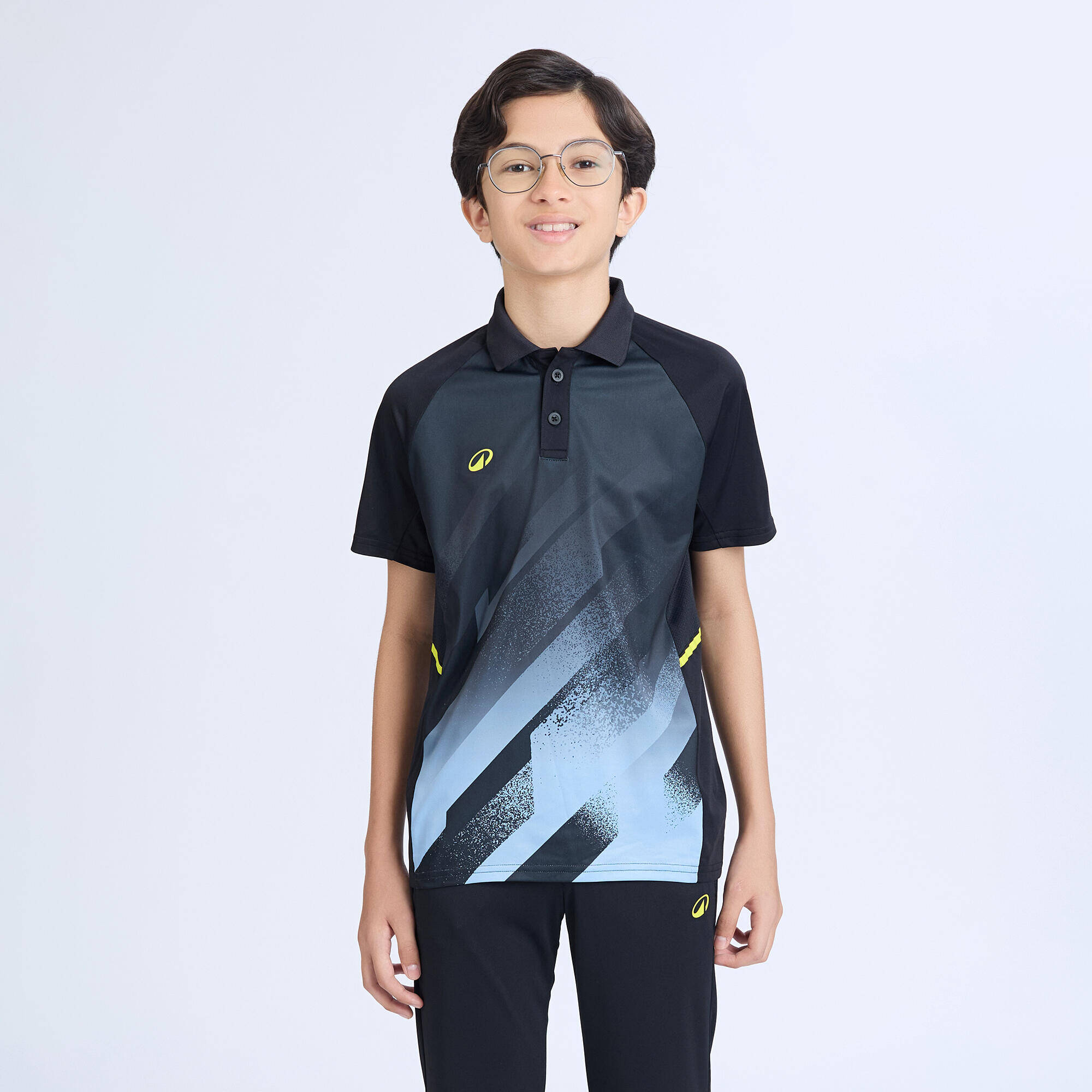 Kids Cricket Short Sleeved Polo Tshirt CP500 - Black -  1