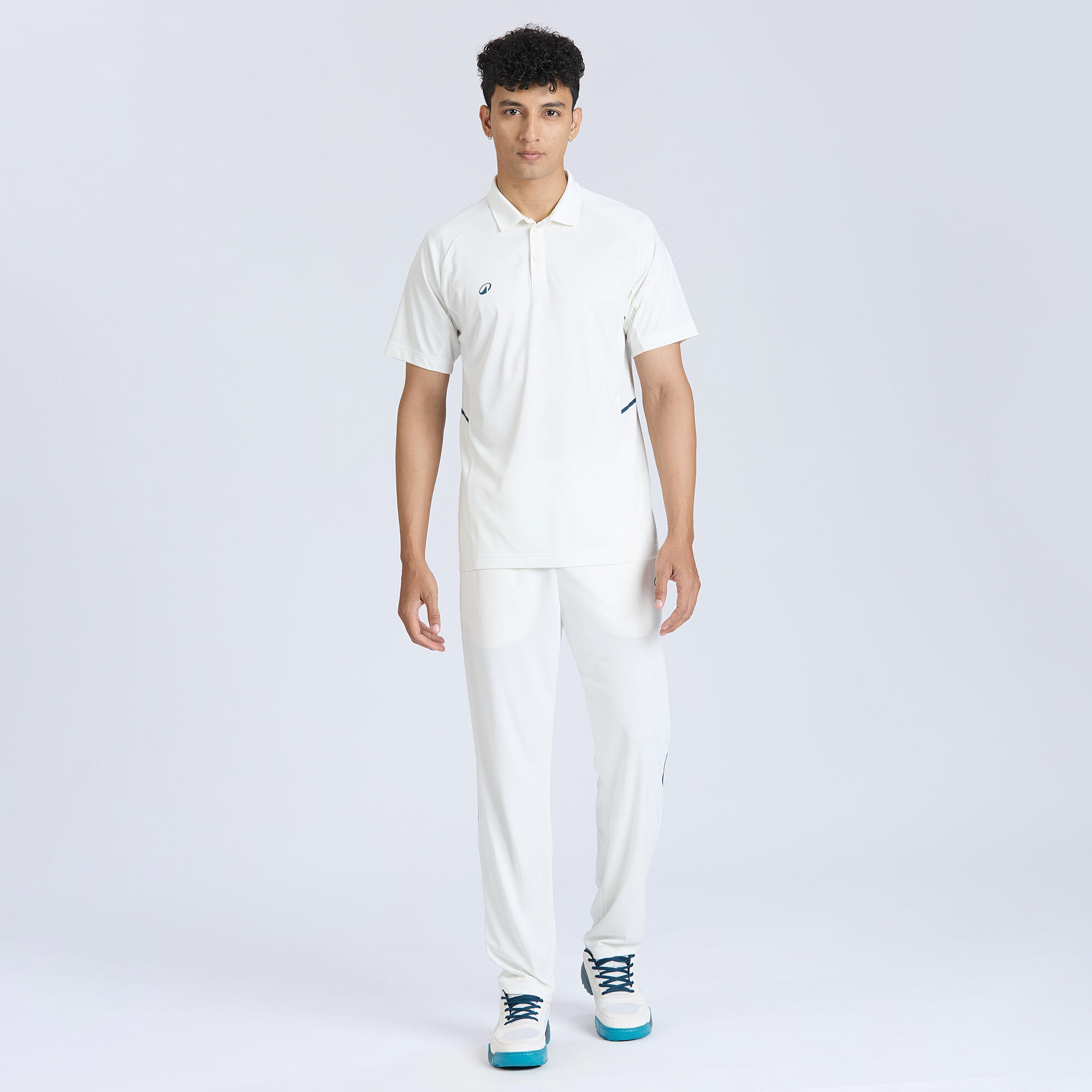 Men Cricket Short Sleeved Polo Tshirt CP500 - White