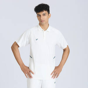 Men's Cricket Polo CP 500 White Short Sleeve