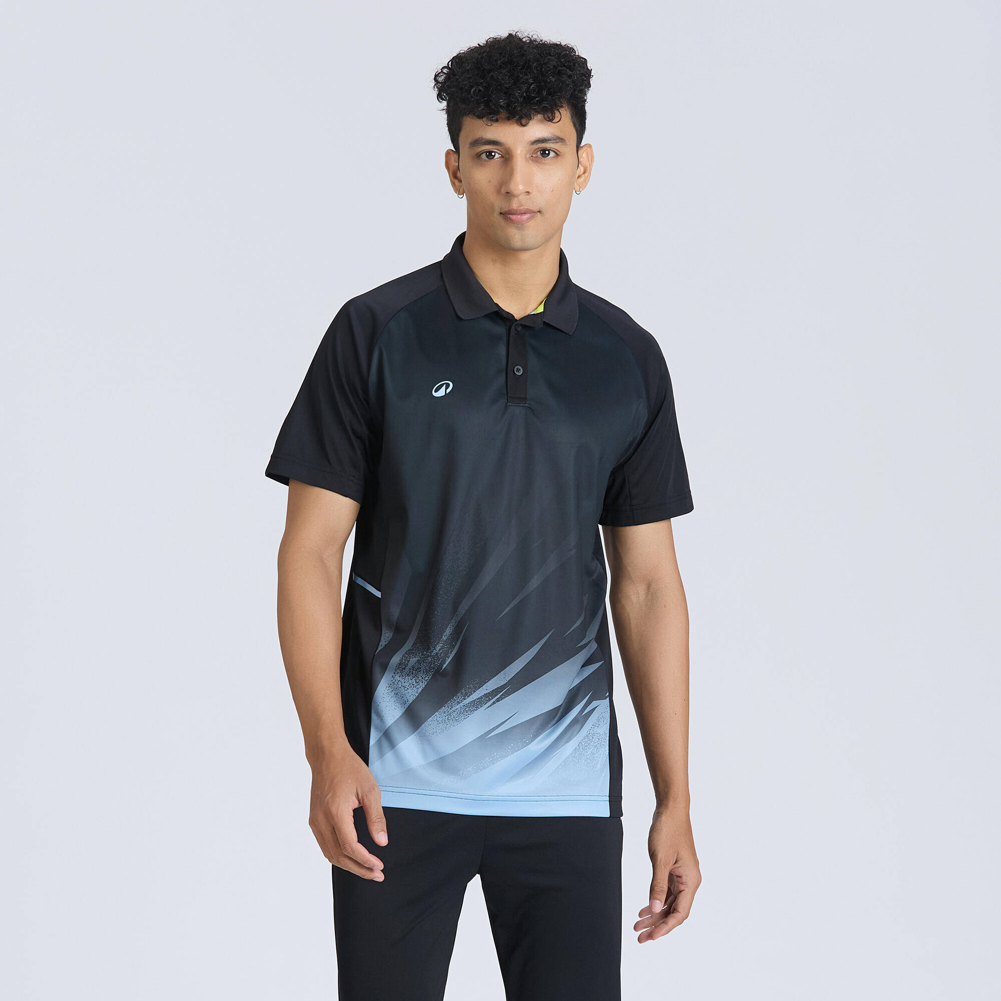 Men Cricket Short Sleeved Polo Tshirt CP500 - Black -  1