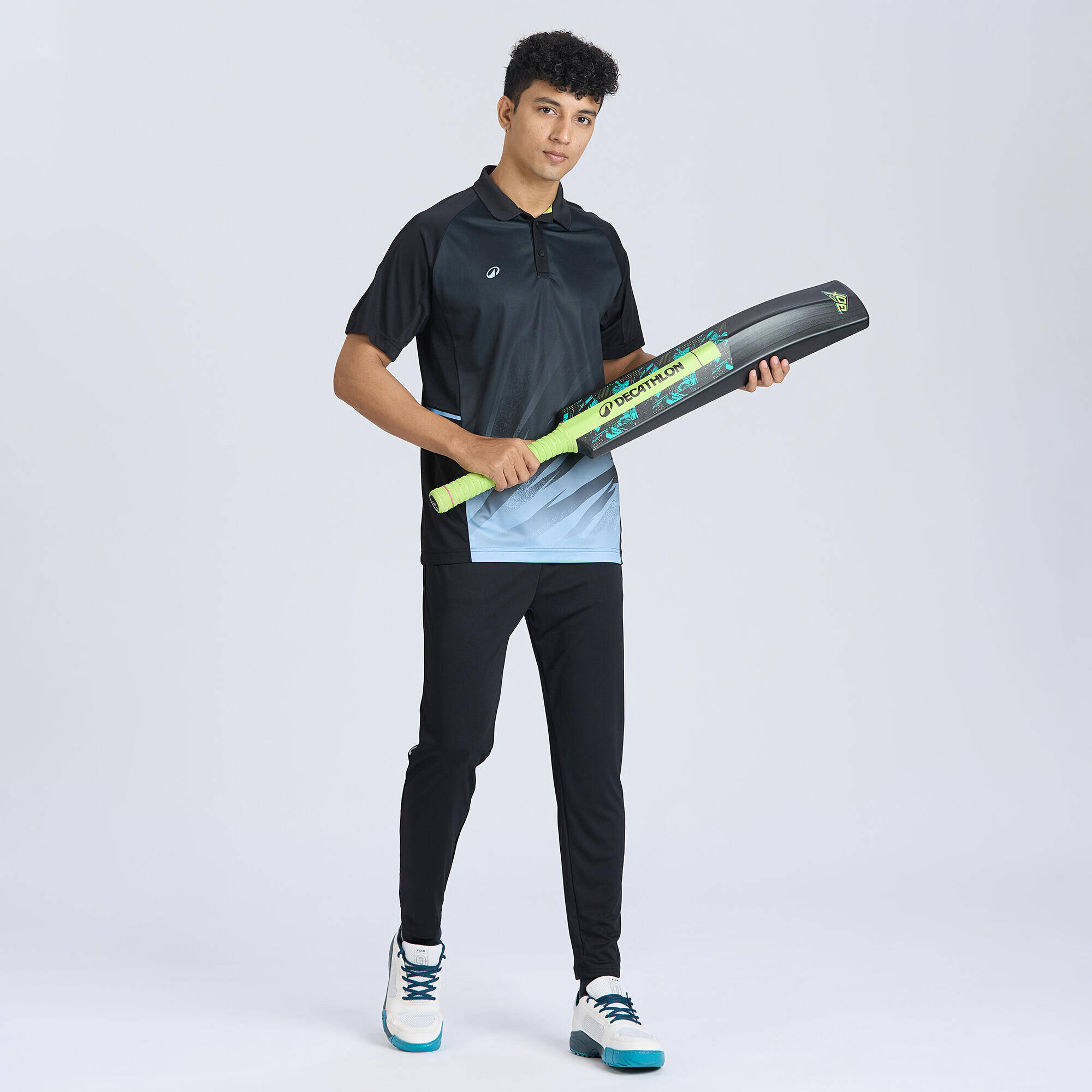 Men Cricket Short Sleeved Polo Tshirt CP500 - Black -  2