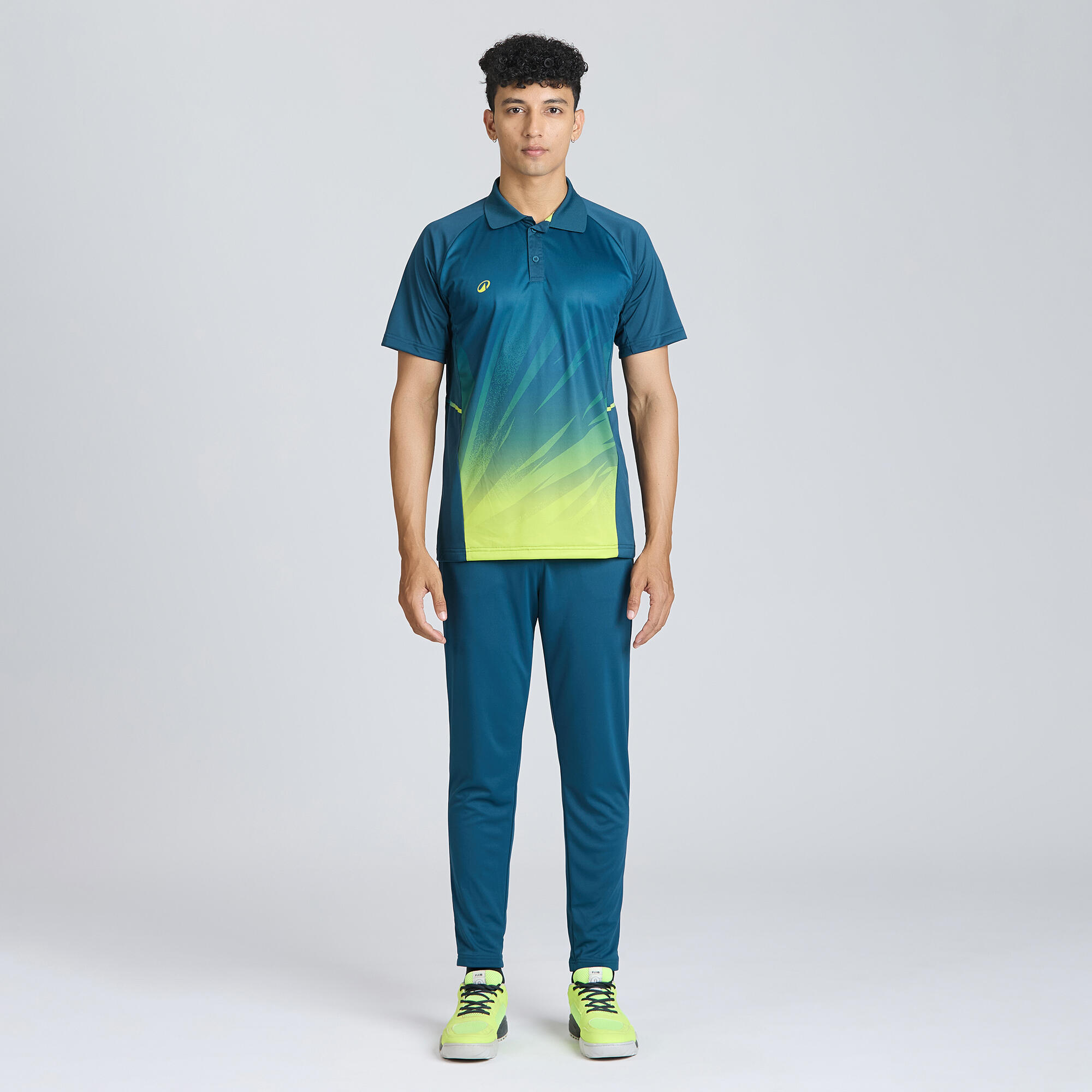 Men's Cricket Polo CP 500 Turquoise Short Sleeve