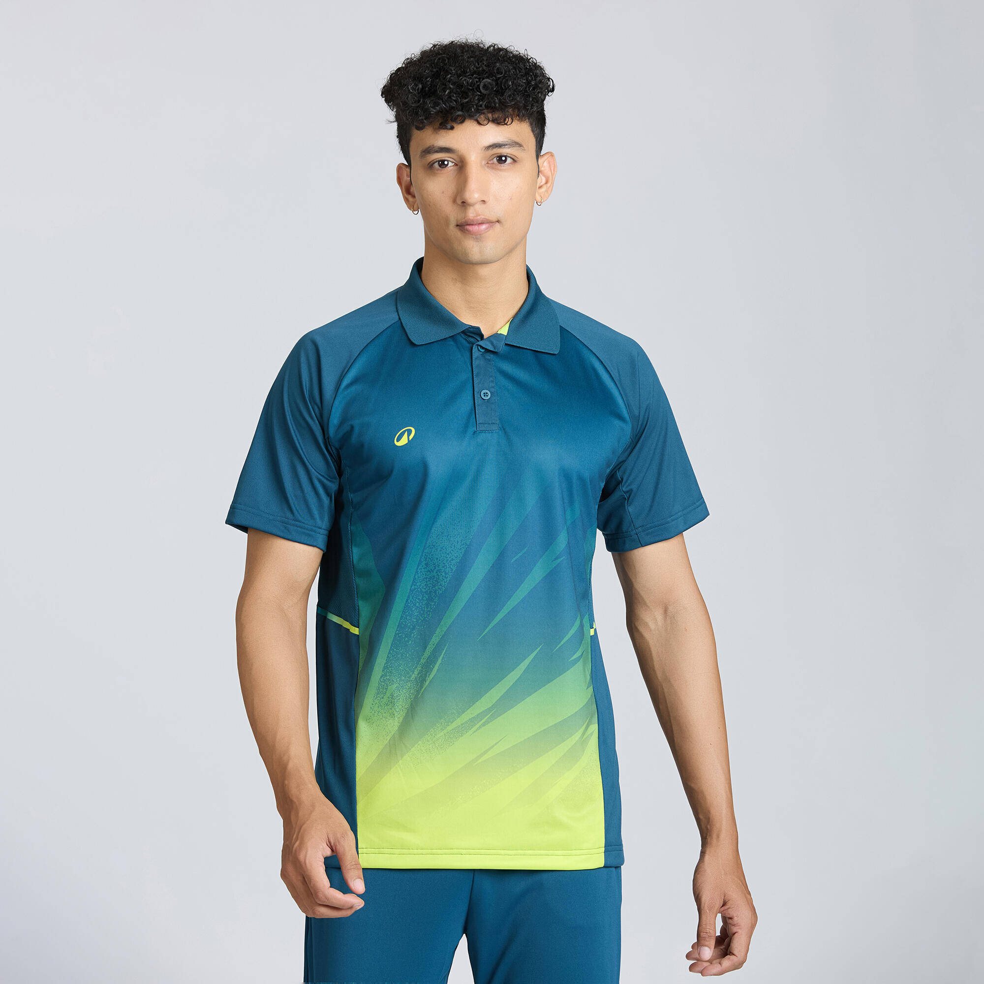 Men's Cricket Polo CP 500 Turquoise Short Sleeve