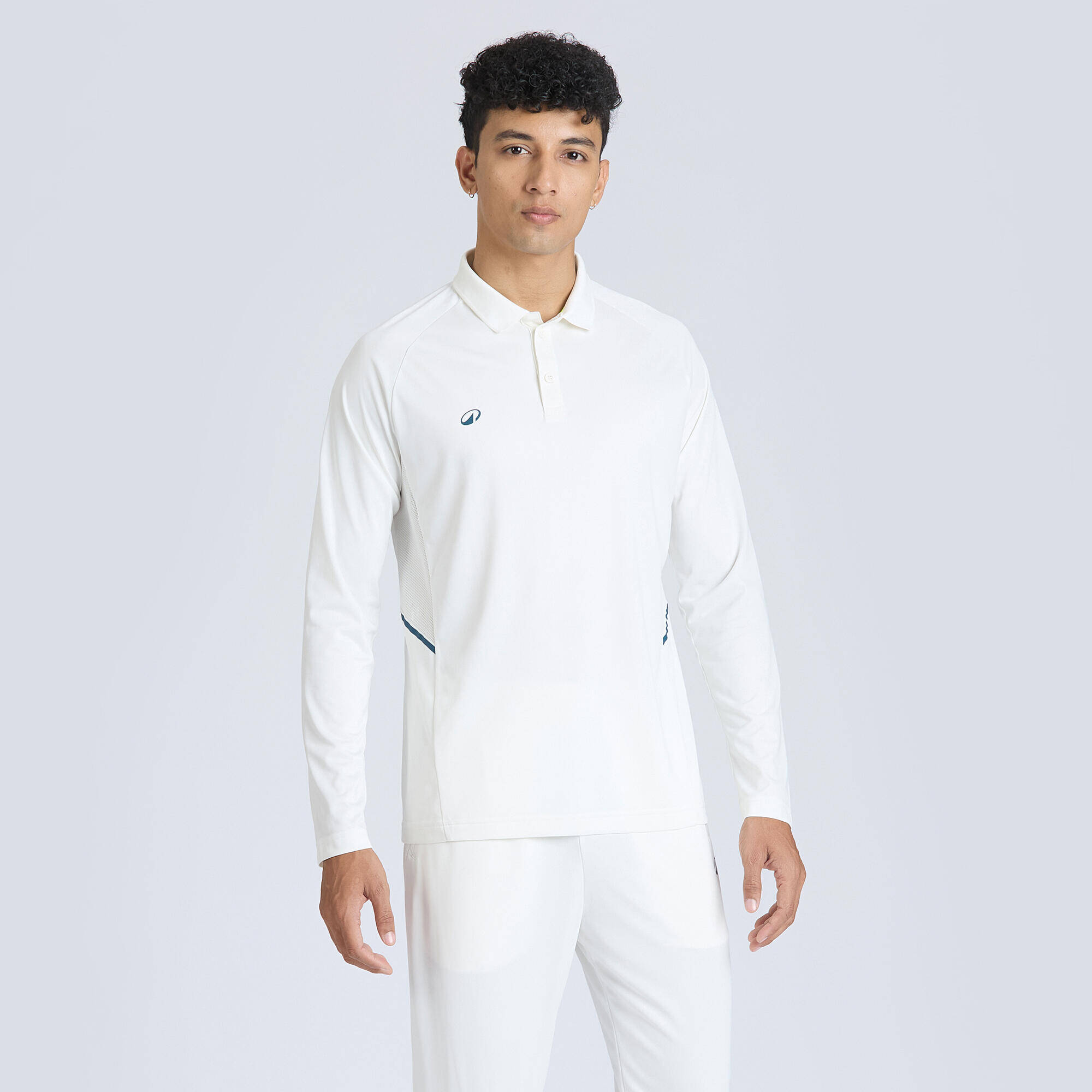 Men's Cricket Polo CP 500 White Full Sleeve -  1