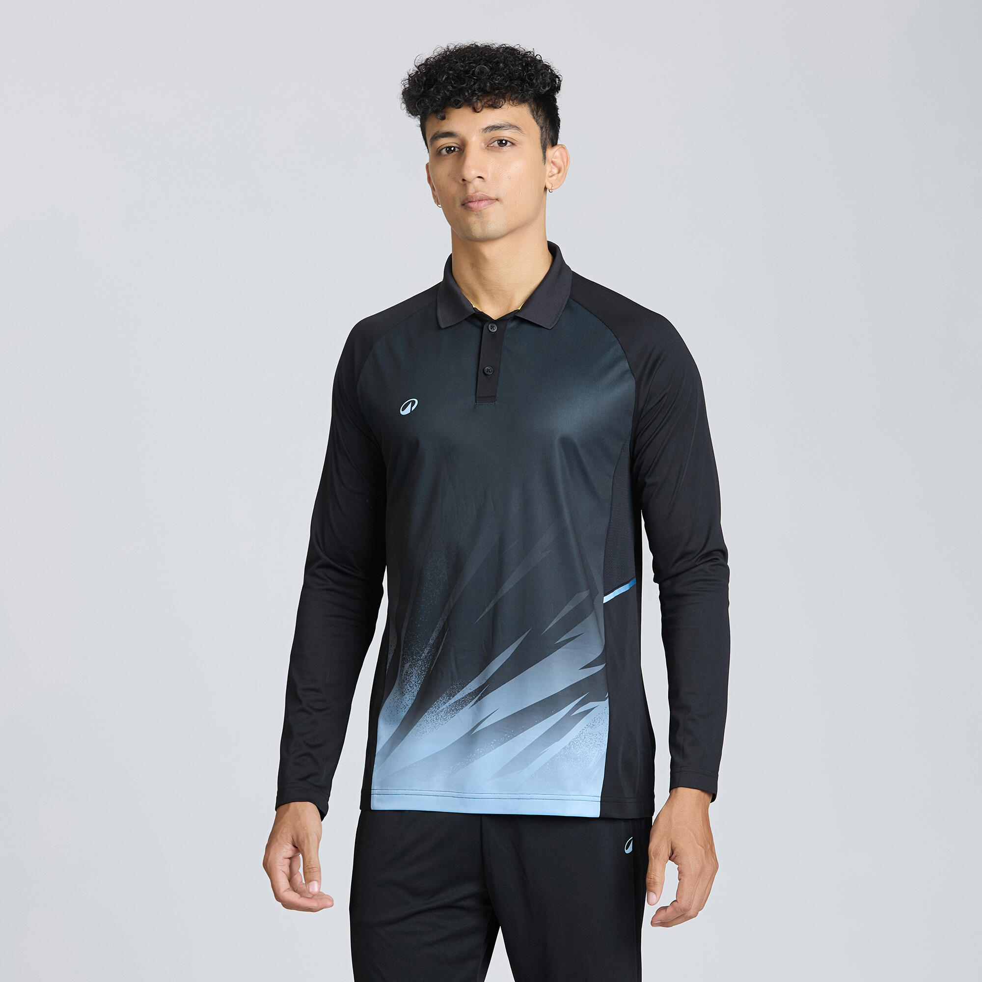 Men's Cricket Polo CP 500 Black Full Sleeve