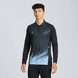 Men's Cricket Polo CP 500 Black Full Sleeve