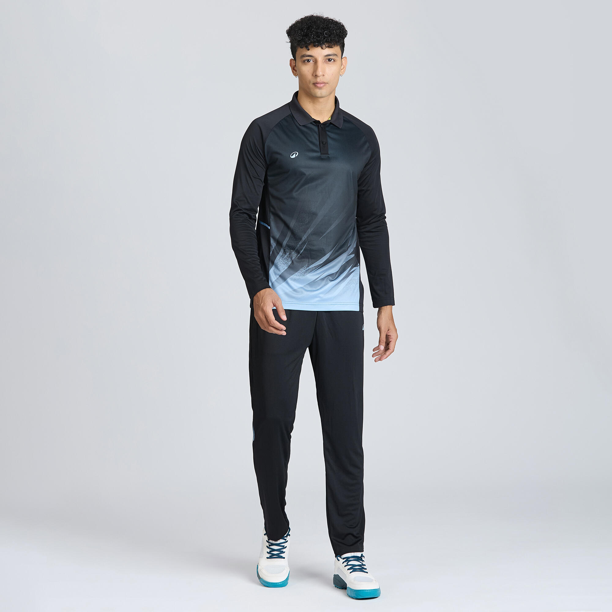 Men's Cricket Polo CP 500 Black Full Sleeve