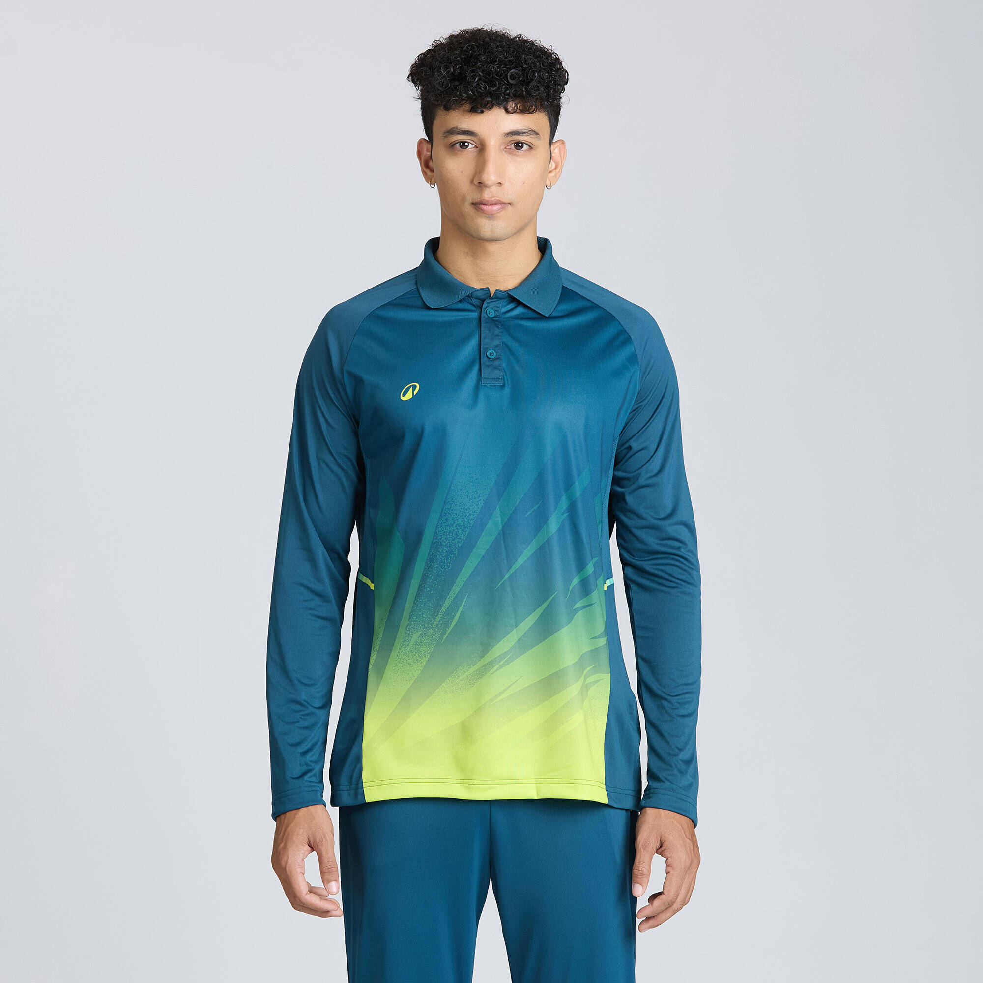 Men Cricket Full Sleeved Polo Tshirt CP500 - Blue -  1
