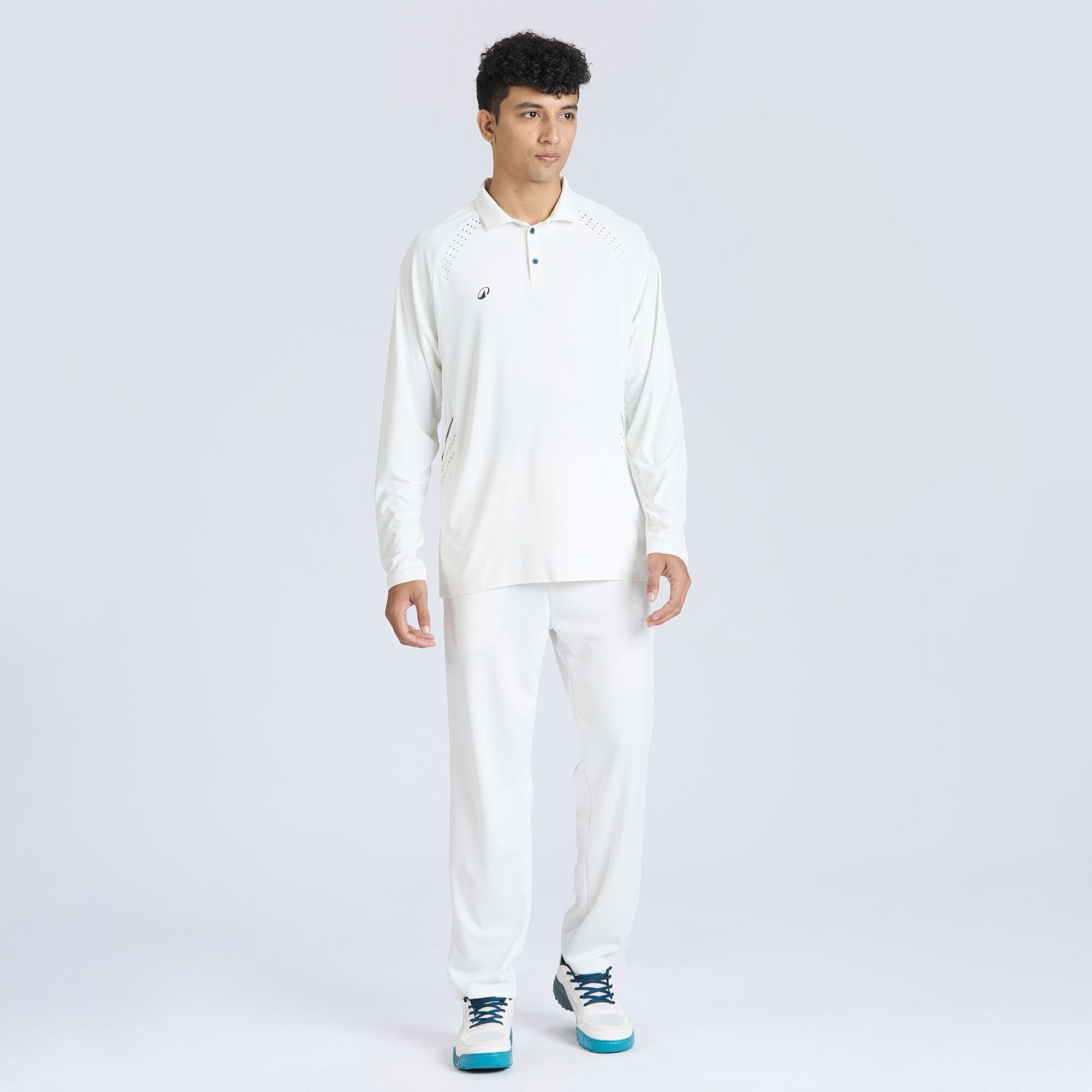 Men Cricket Full Sleeved Polo Tshirt Quick Dry CP900 - White