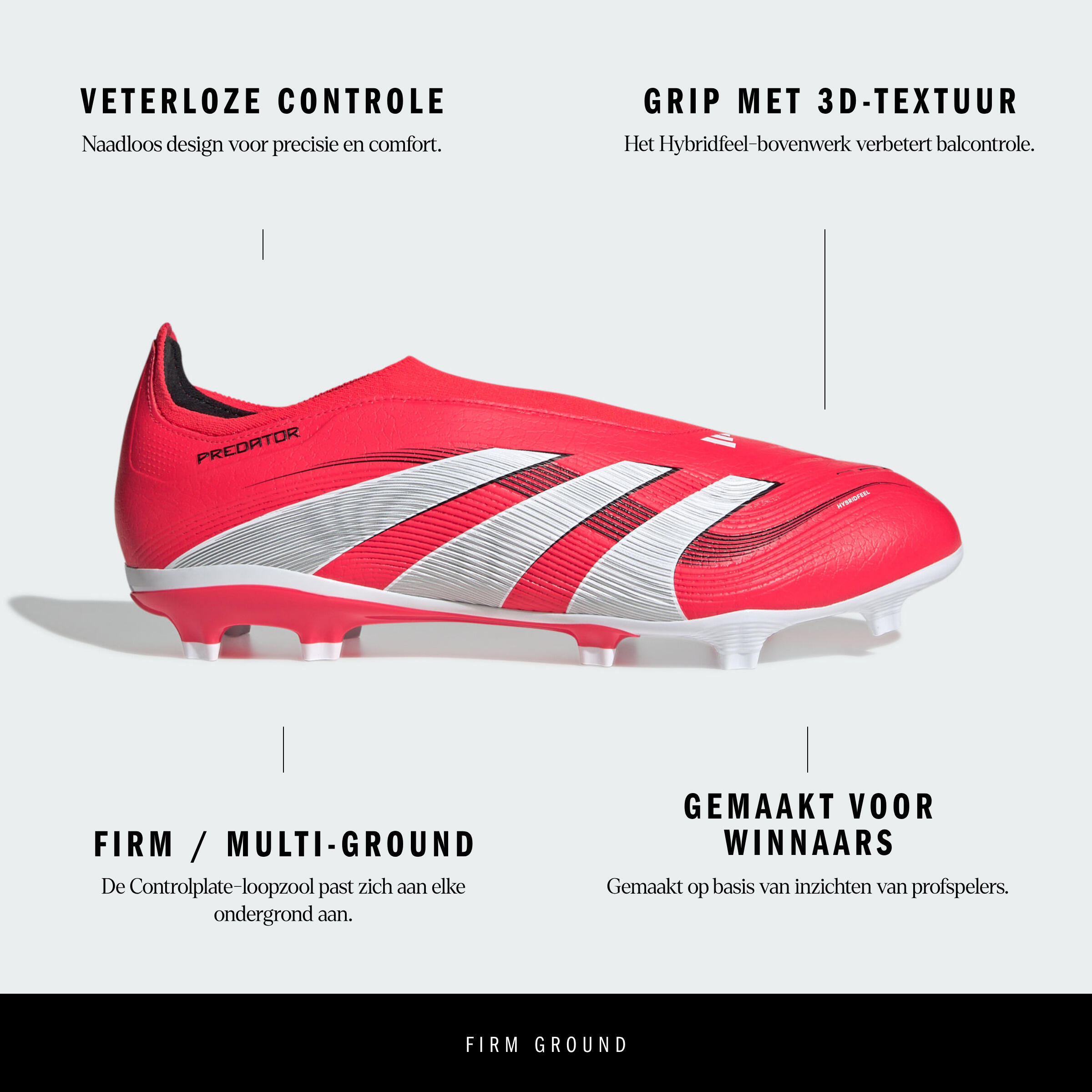 adidas Predator League Laceless FG/MG voetbalschoenen zonder veters rood  ADIDAS | Decathlon