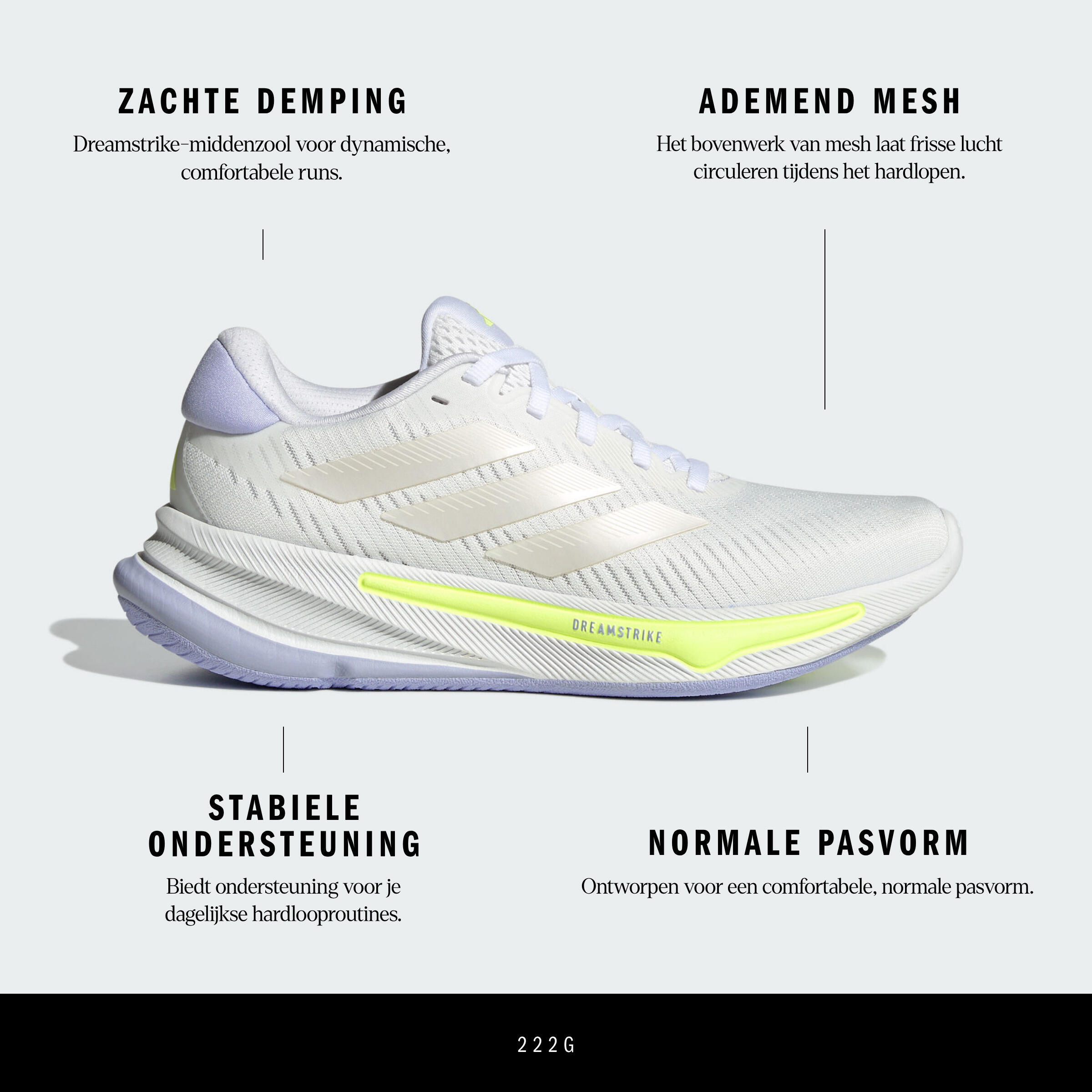 Hardloopschoenen voor dames Supernova Ease wit 3/8