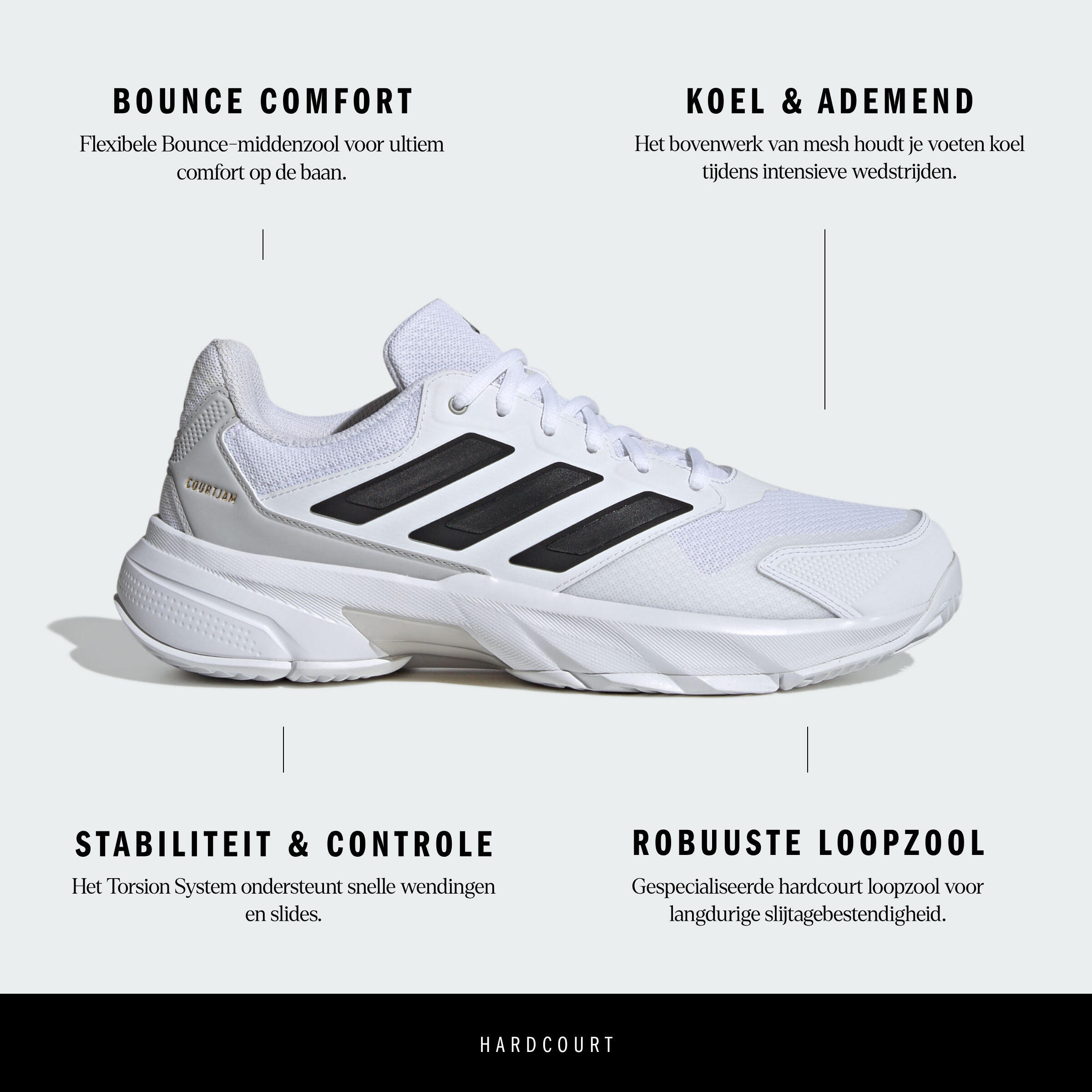 Tennisschoenen voor heren Courtjam multicourt wit ADIDAS | Decathlon