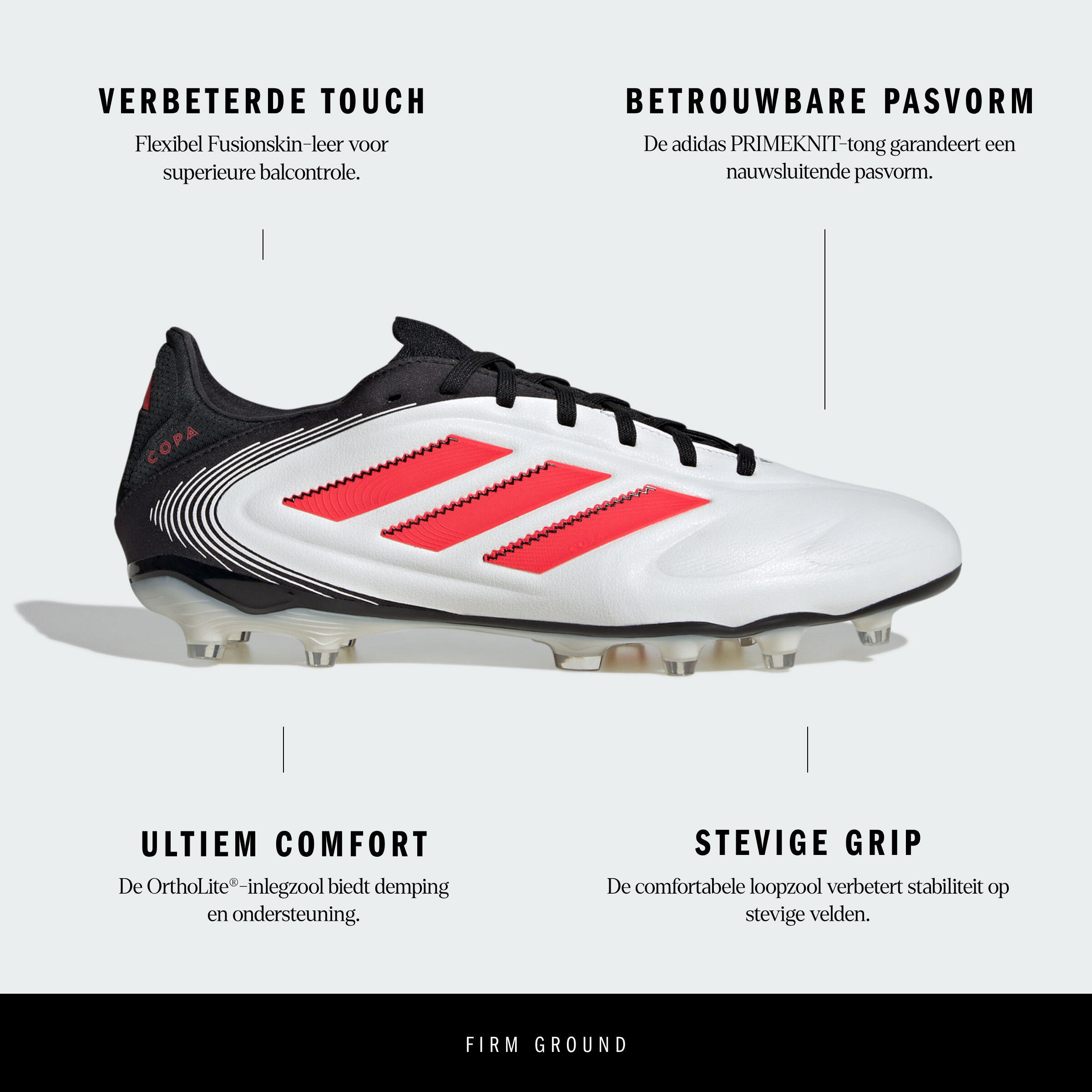 adidas Copa Pure Pro III FG voetbalschoenen wit/rood/zwart ADIDAS |  Decathlon