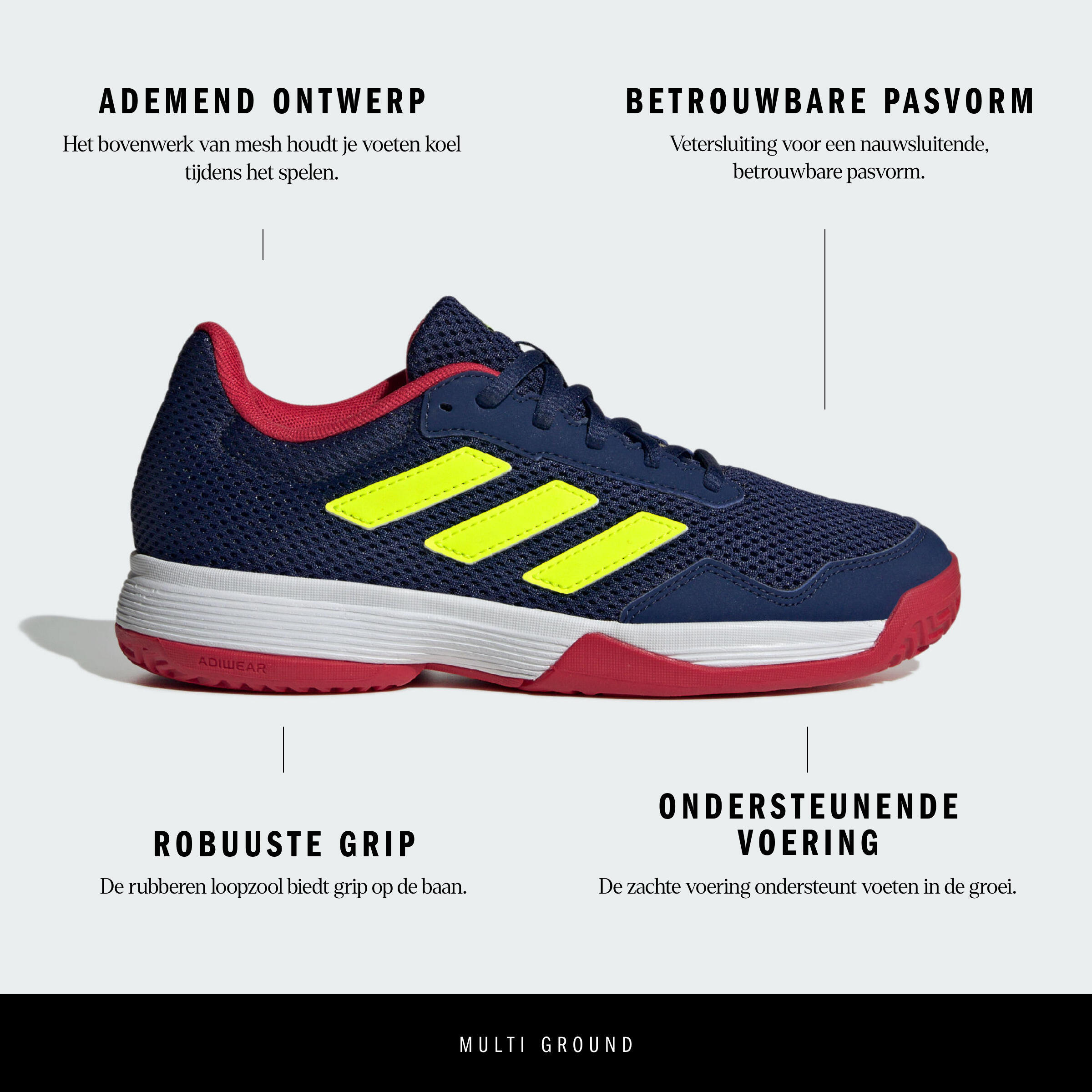 Veelzijdige tennisschoenen voor kinderen Game Spec multicourt blauw geel 3/9