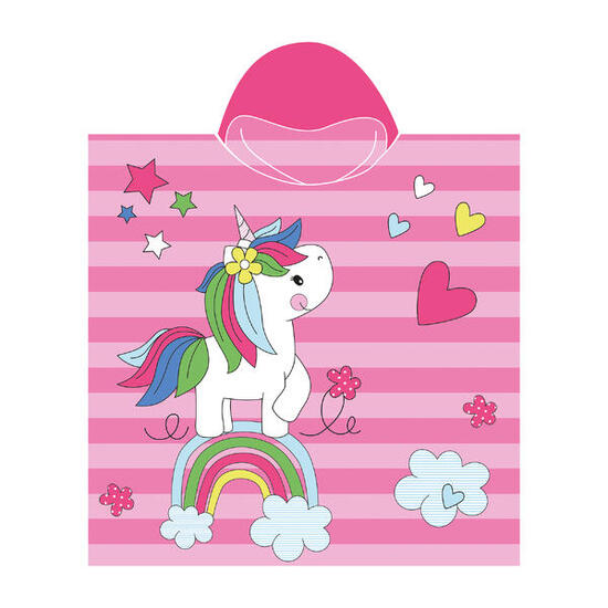 Poncho bambina SUN & SURF UNICORN microfibra azzurro