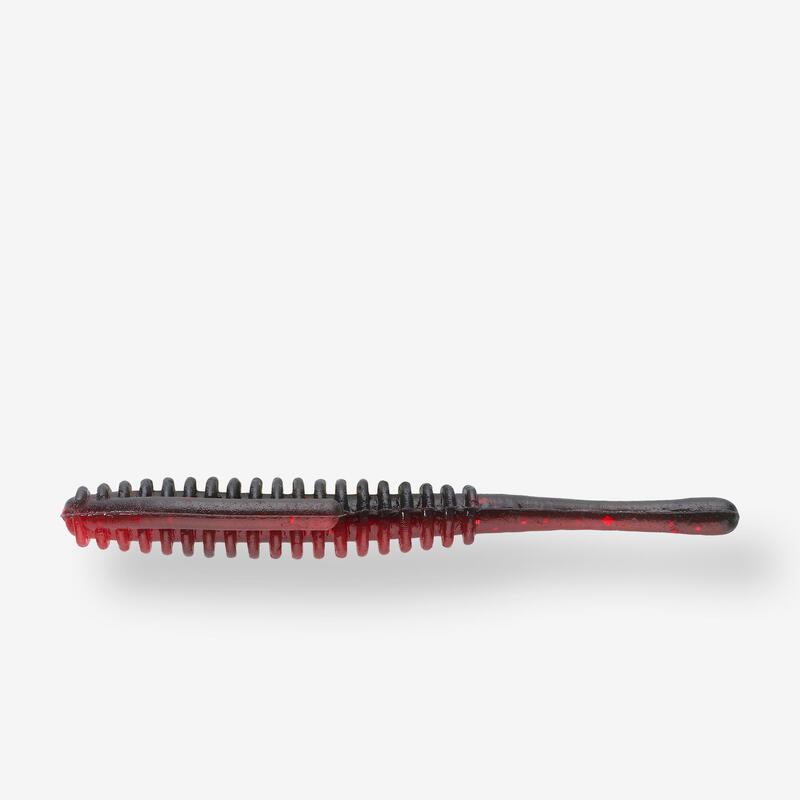 Leurre souple Kick Ringer 3" 7.5cm Black & Red - par 15